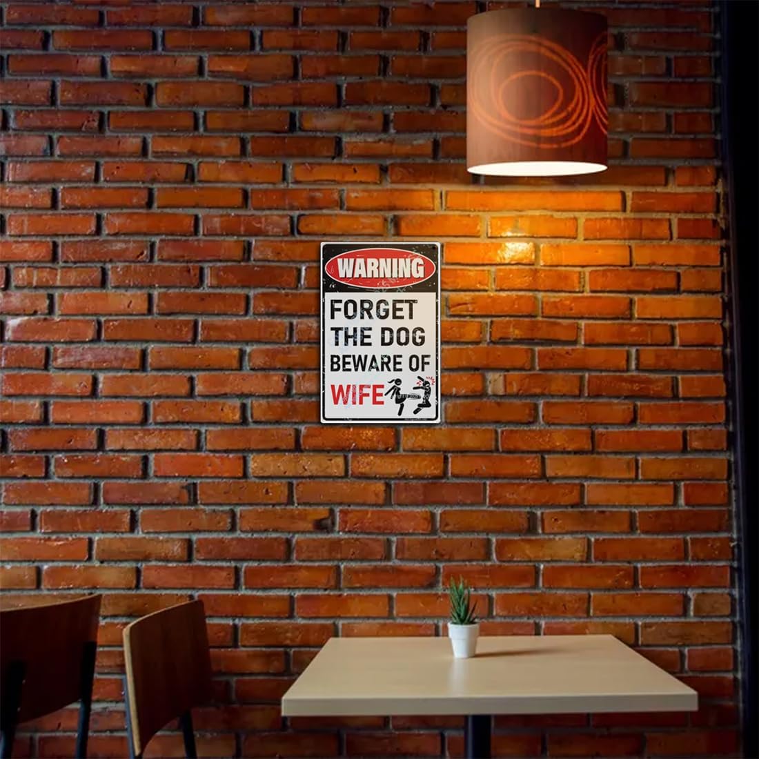 'Forget the Dog – Beware of Wife!' Funny Man Cave Decor for Men | 12x8″ Durable Vintage Metal Man Cave Signs Wall Decorations for Basement/Garage/Mancave, 2360