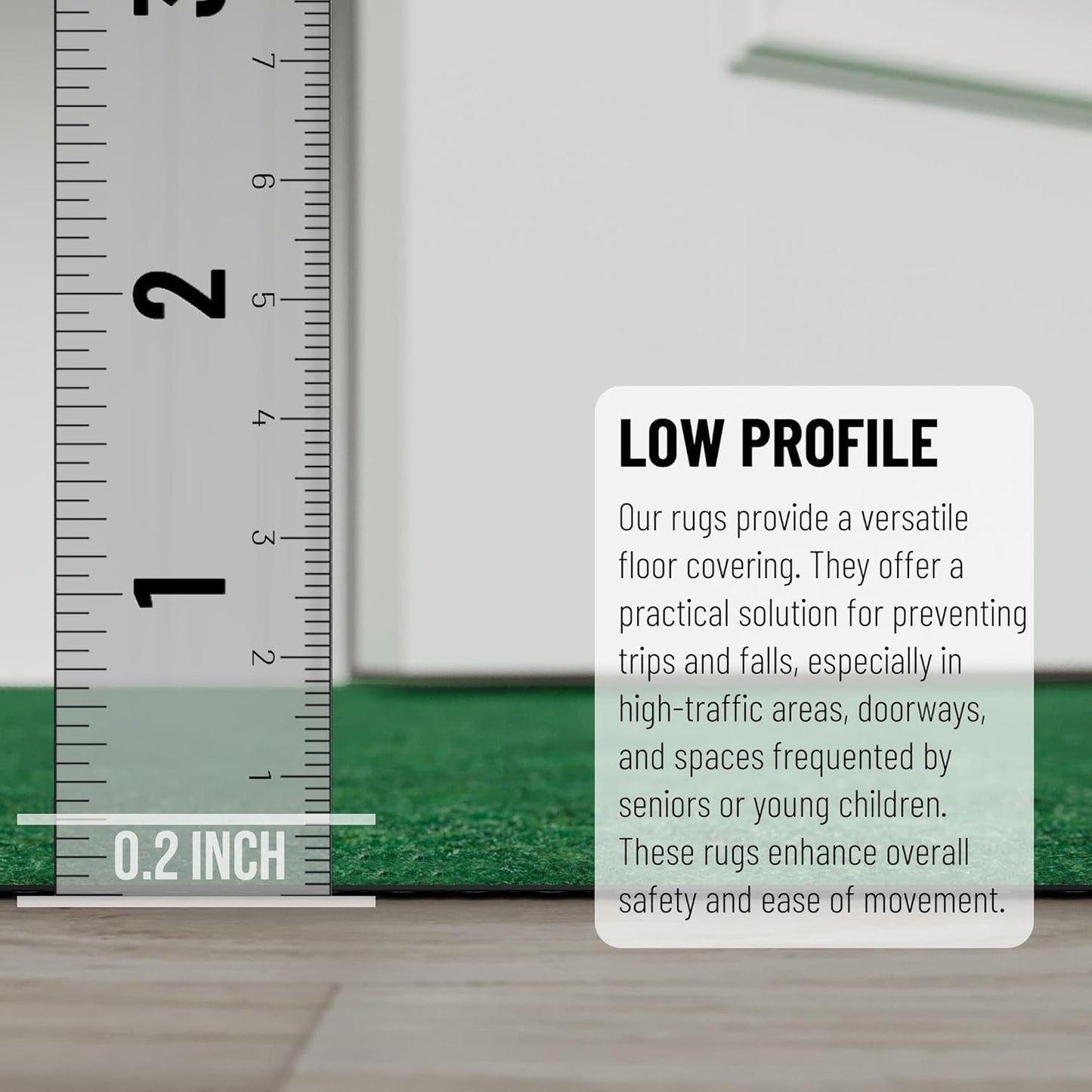 Ottomanson 2' x 18' Hallway Runner with Scraper Pile Extra Durable Non-Slip Rug Mat for Indoor & Outdoor Use - Ideal for Kitchen, Entryway, Patio & Garage - High-Traffic Carpet, Green