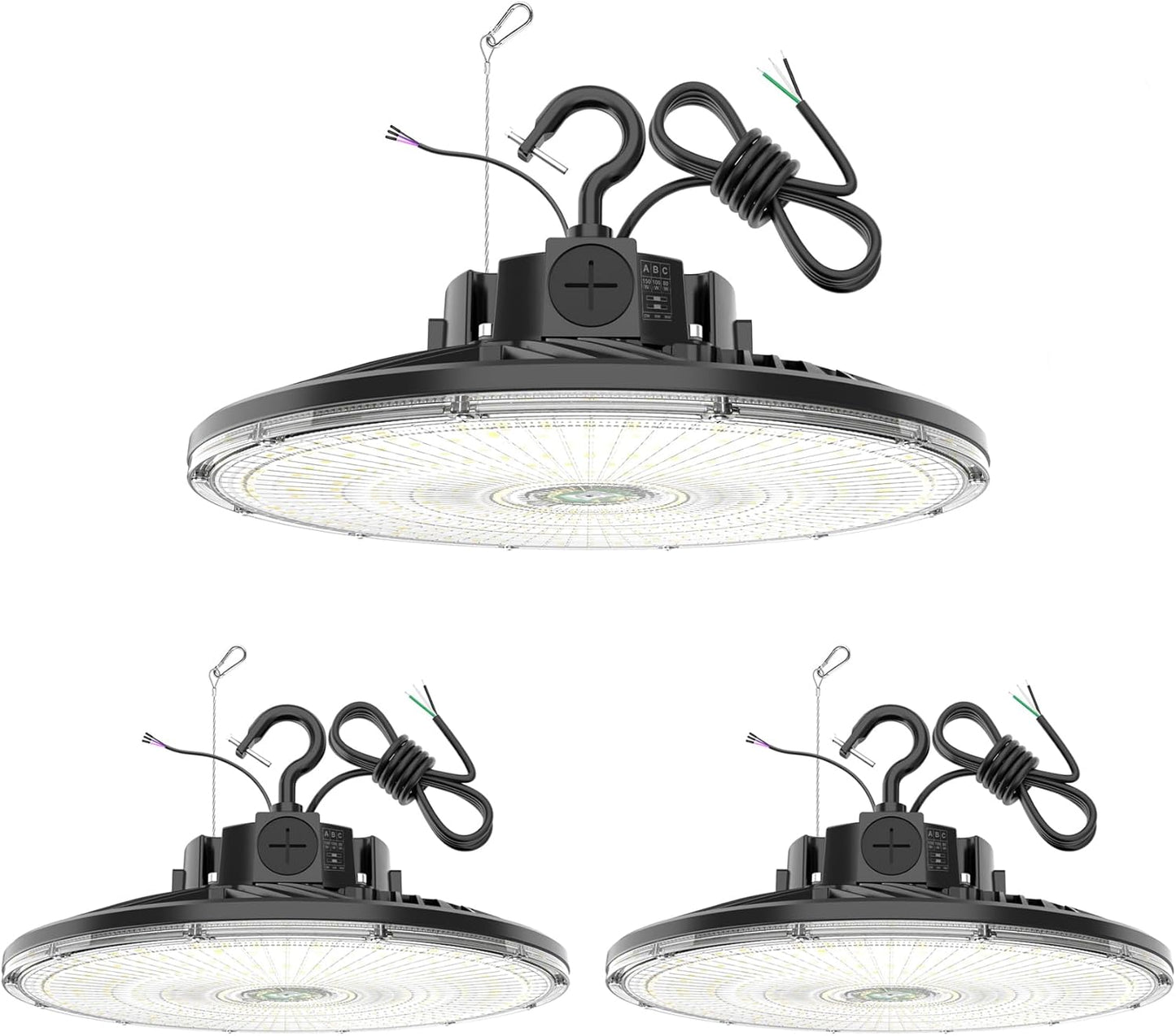 3 Pack 480V LED High Bay Light UL DLC Listed UFO Light 240W 200W 150W Adjustable, Dimmable High Bay LED Shop Lights 5000K Daylight, IP65 Commercial Bay Lighting for Warehouse Factory