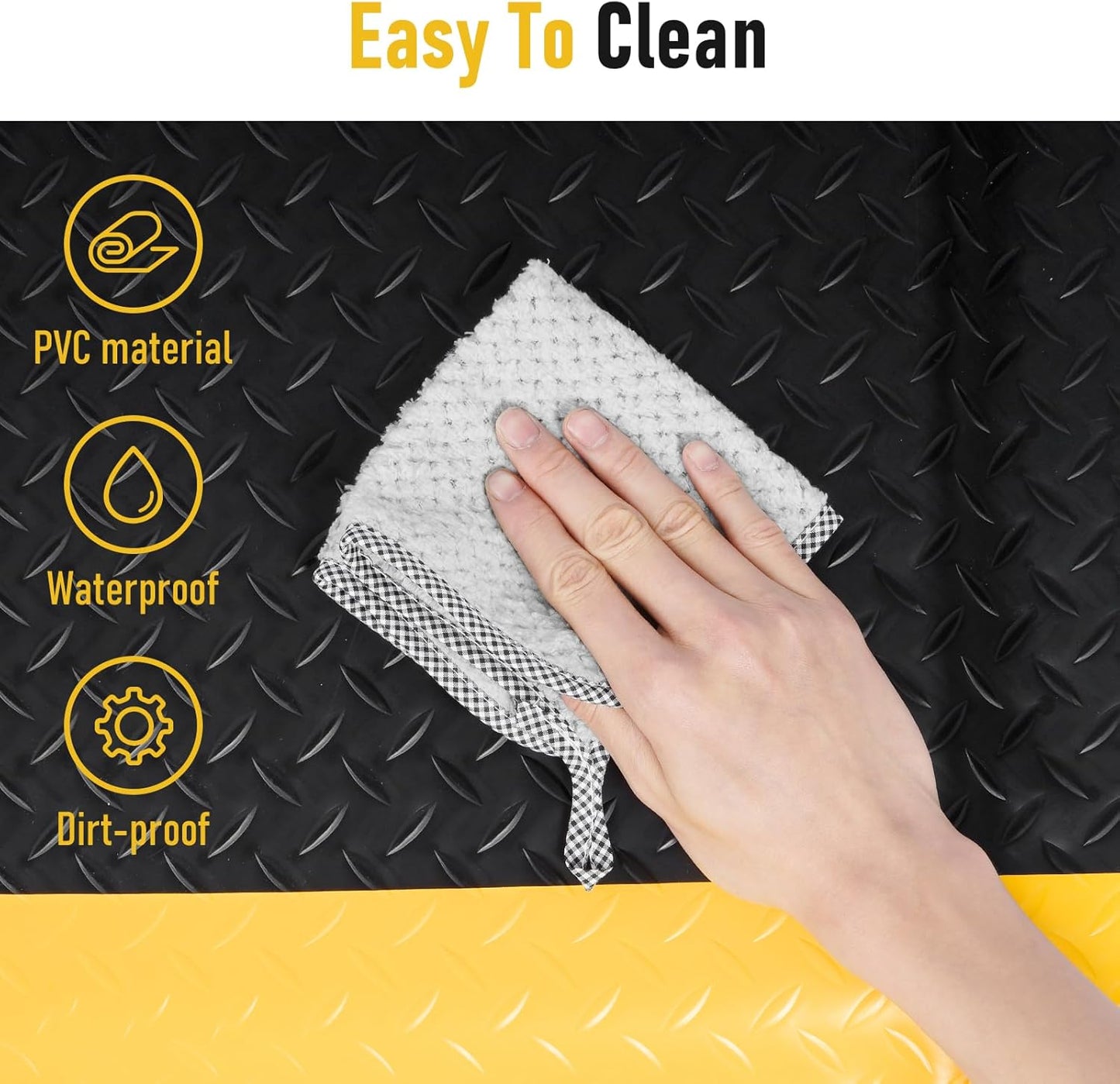 tonchean 3 x 7 FT Anti Fatigue Mats, Extra Thick 15/16" Ergonomic Standing Floor Mat Industrial Working Soft Sponge for Machinist Workshop Garage, Reducing Pressure