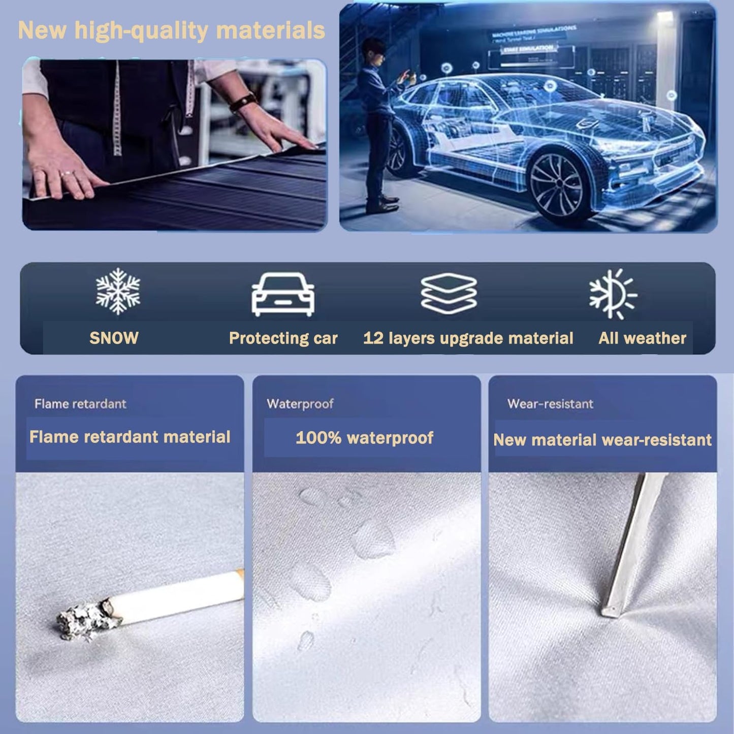 Autsop Car Cover Waterproof All Weather,12-Layer Car Covers for Automobiles Outdoor Heavy Duty Full Exterior Covers for Sedan(203-212 Inch)