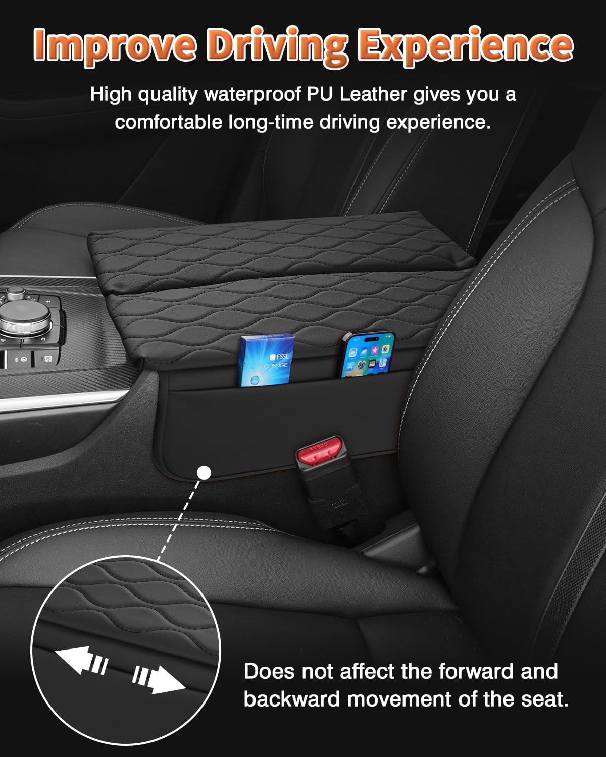 Shademax Custom for 2026 2025 2024 Mazda CX90 Center Console Cover Armrest Cover for Mazda CX-90 Accessories Arm Rest Cushion Pad Leather Middle Console Cover Armrest Seat Box Protector Anti-Scratch