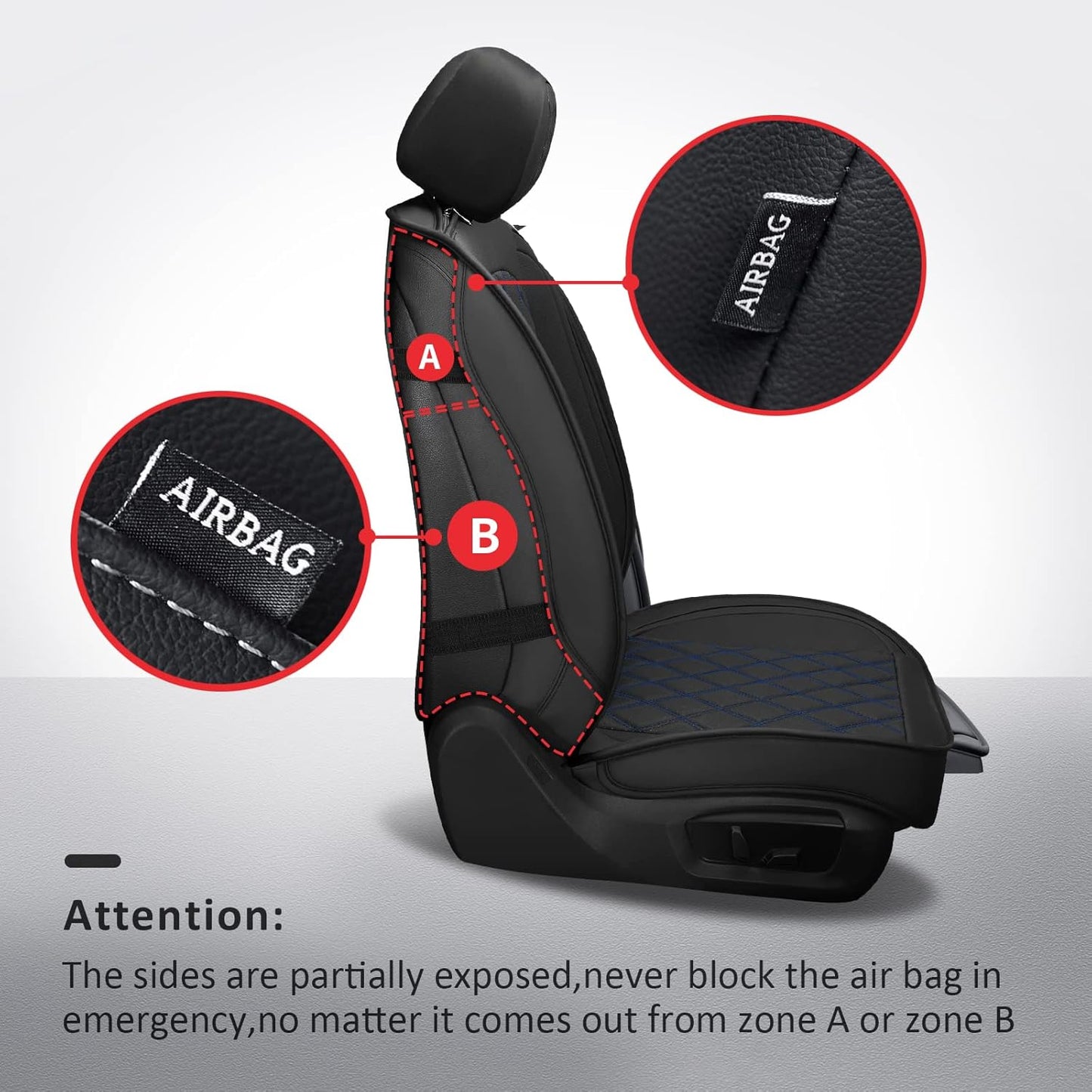 MIROZO Dodge Ram Seat Covers,Waterproof Truck Seat Covers Fits for 2009-2025 Ram 1500 2500 3500 Crew Quad Regular Cab Pickup Cushions with Split Bench 40/60(Black and Blue,Full Set Flat Back)