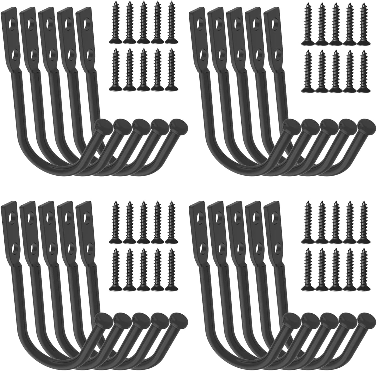 Wall Hooks Coat Hook Robe Hanging Robe & Towel Hooks, Utility Hooks Indoor Outdoor (Black-Rod U Shaped, 3x2.3)