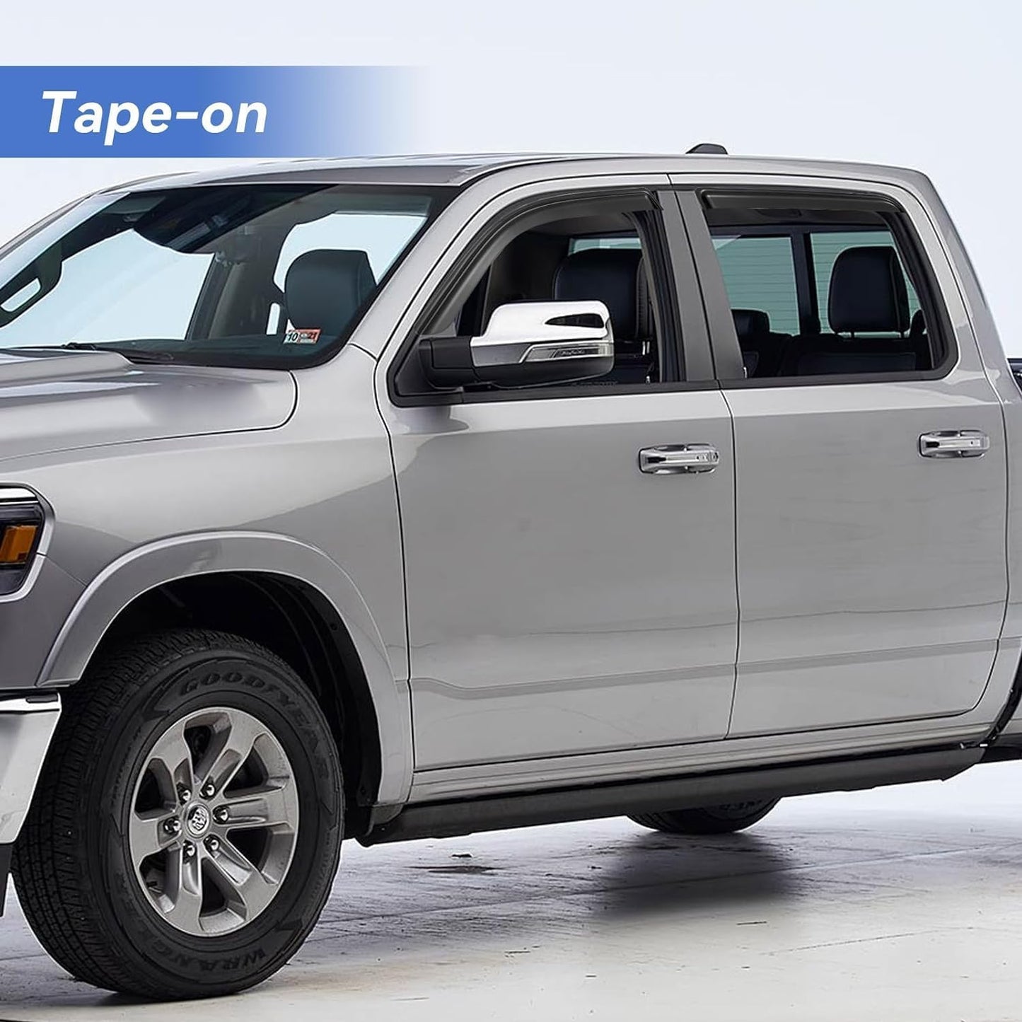 Window Visors Rain Guards for 2019-2025 Dodge Ram 1500 Crew Cab (New Body Style), Out-Channel Window Vent Wind Deflectors Visors Shades for 19-25 Ram 1500 Full-Size Cab