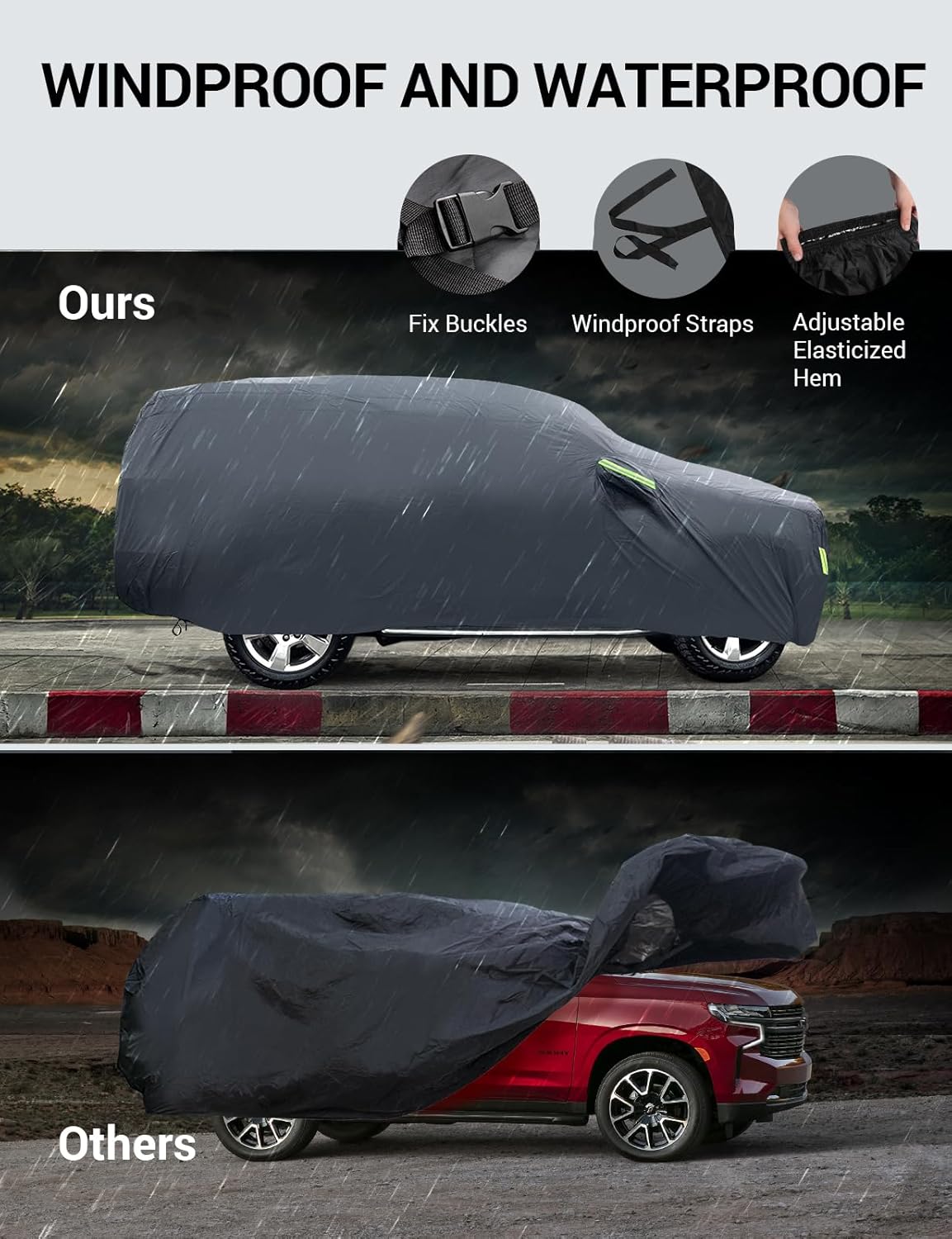 Proadsy 2025 Upgrade Car Cover for Mini Cooper 2002-2024 2025, Waterproof All Weather for Automobiles, Windproof Snowproof Rain Hail Sun UV Protection Full Outdoor Indoor Exterior Car Covers, Black