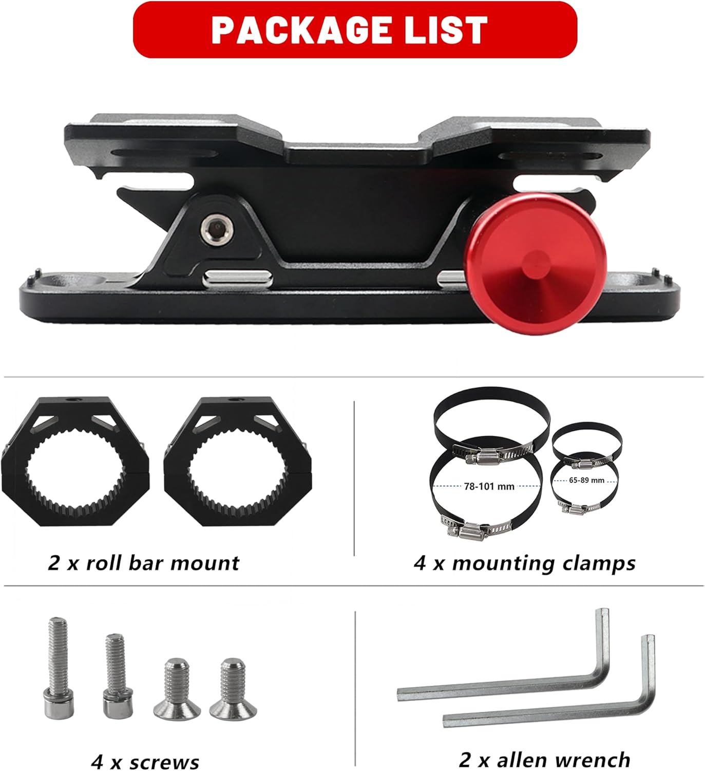 UTV Fire Extinguisher Mount Kit - Adjustable Quick Release Roll Bar Car Fire Extinguisher Bracket Holder for 1.75-2in Roll Bar ATV UTV Polaris RZR SXS Ranger Camper Jeep Can-Am Durable Aluminum Alloy