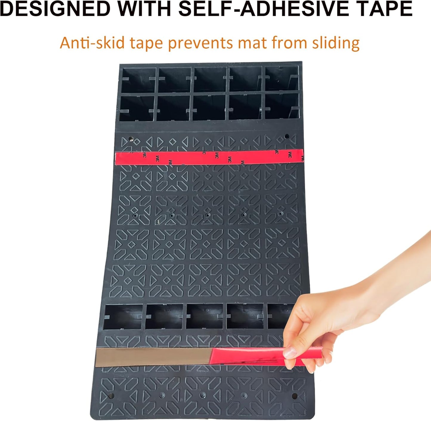 OrangeStar 8 Pack Parking Guide Mat, 21” Heavy Duty PU Wheel Stopper w/Reflective Stripe for Garage Vehicles, Indoor/Outdoor Use, Black