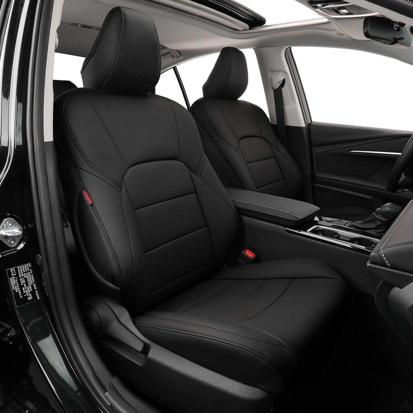 coverdream Leather Seat Covers Custom Fit for 2025 Toyota Camry (Hybrid) LE,SE,Fully Covered,Airbag Compatible Waterproof Car Seat Protector (Full Set,Black)