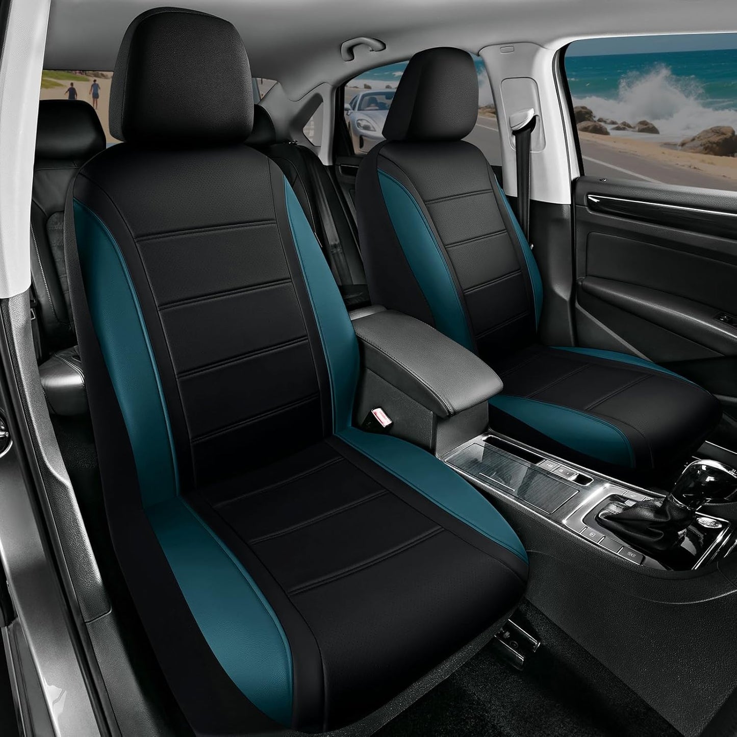 Road Comforts Leather Seat Covers, Breathable Car Seat Covers Front Seat for Men,Airbag Compatible, Automotive Seat Covers Set Universal Fit Most Cars,Vans,Truck,SUV