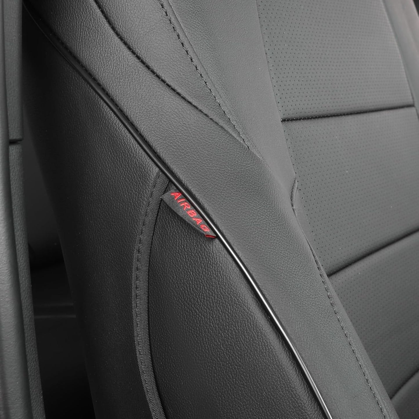 EKR Custom Fit Tacoma Front Car Seat Covers for Select Toyota Tacoma (Petrol & Hybrid) 2024 2025 Double cab SR,SR5,TRD Sport,TRD Off-Road,Limited - Front Row Only,Leather (Black)