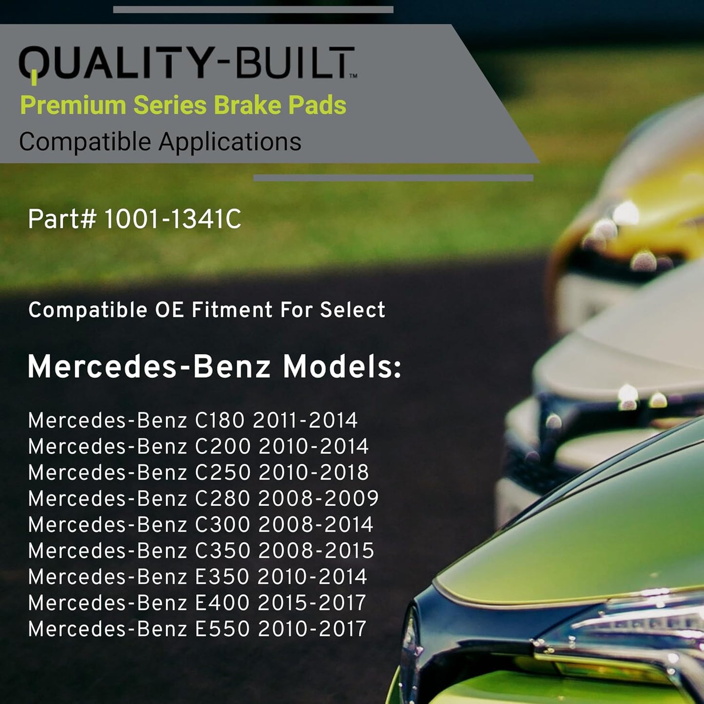 Premium Ceramic Rear Brake Pads (1001-1341C) Compatible with 2008-2018 Mercedes-Benz (C180/C200/C250/C280/C300/C350/E350/E400/E550)