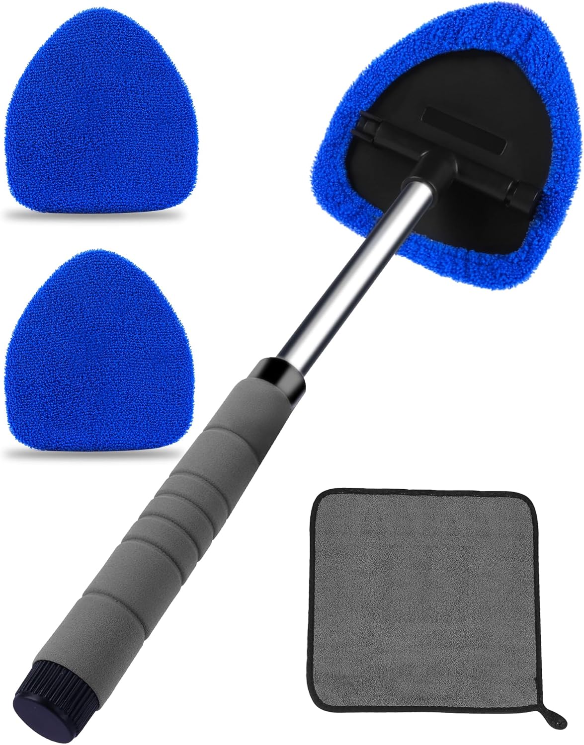 Auto Window Cleaning Tool, Retractable Windshield Cleaner Wand, Car Window Glass Cleaning, Double Sided car Window Cleaner, Microfiber Mirror Cleaning Tool kit. Car Interior Cleaning. (Blue)
