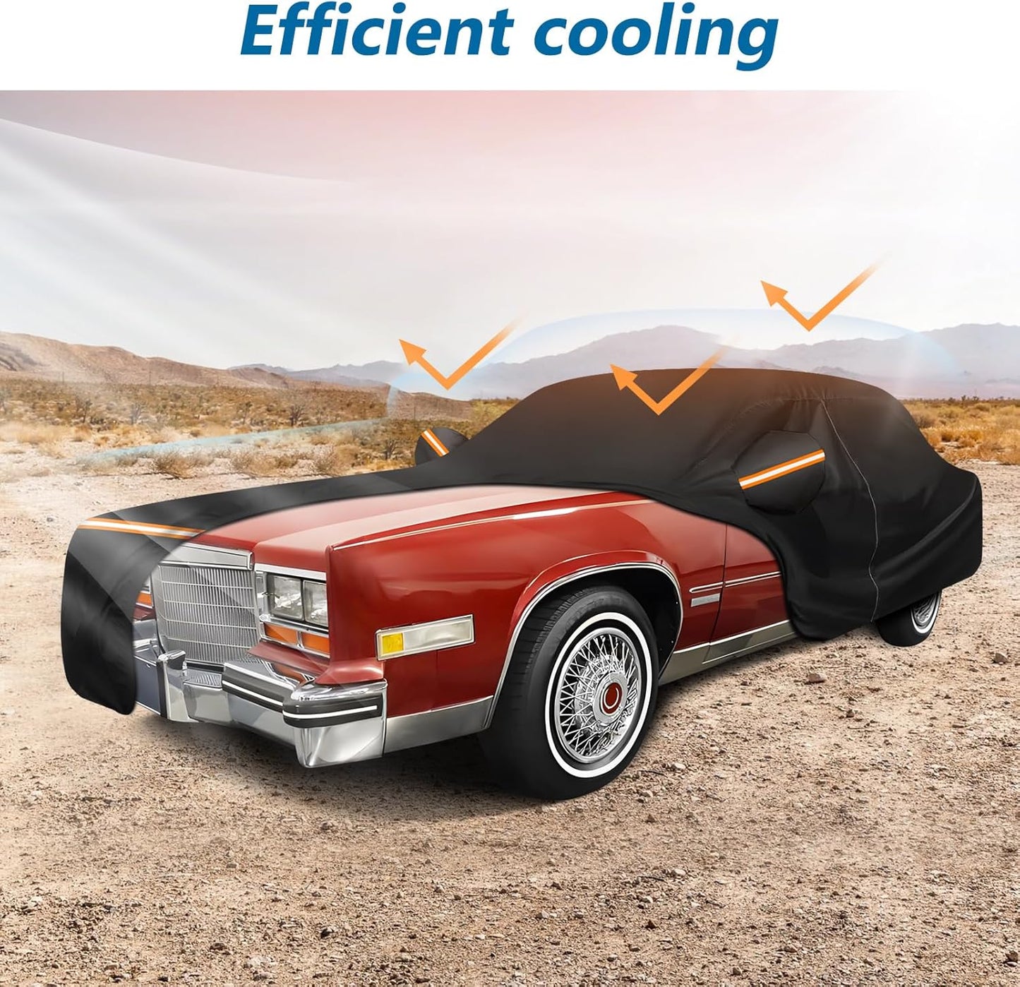 Car Cover for Cadillac Eldorado Biarritz/Brougham/Fleetwood/Convertible 1979-1991, Waterproof 210D Oxford Cloth and Cotton Cover Outdoor Car Cover with Zipper Windproof Heavy Duty All Weather