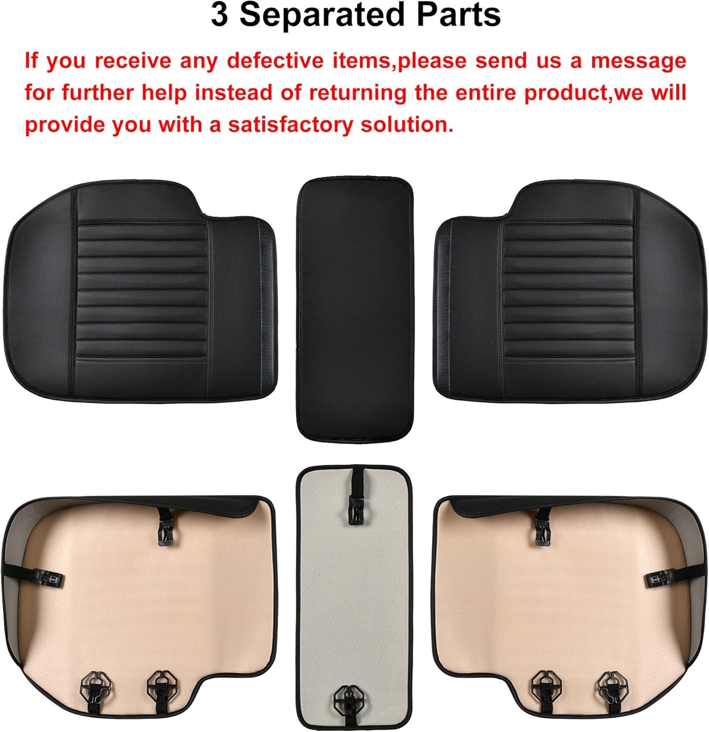 Back Seat Covers, Rear Seat Cushions, Auto Bench Protector with Breathable PU Leather and Non-Slip Bottom Universal for 4 Season (Black, 61" x 20. 5")