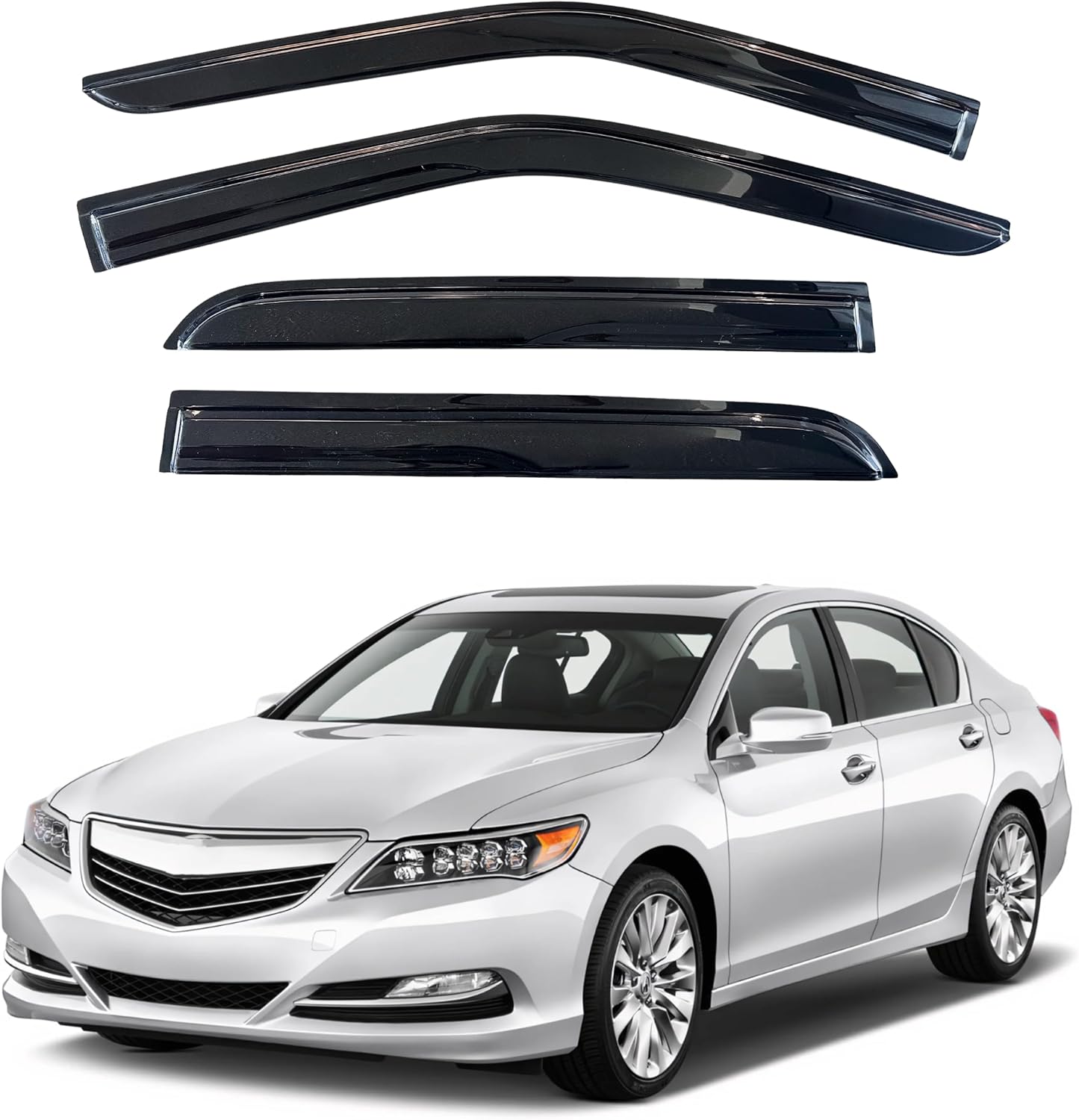 KPY Window Visor Compatible with Acura TL 2009-2014, 4PC Rain Guard Side Window Vent Deflectors Tape-On Mugen Style, 2009 2010 2011 2012 2013 2014