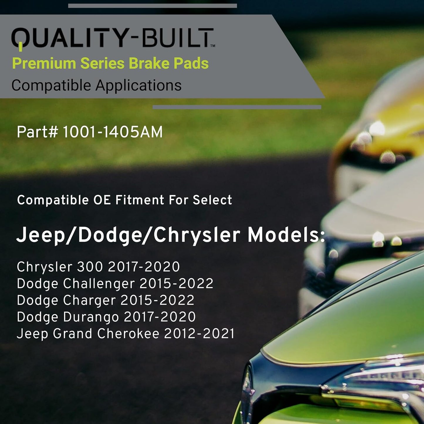 Premium Semi-Metallic Front Brake Pads (1001-1405AM) Compatible with Chrysler 300 2020-2017, Dodge Challenger 2022-2015, Charger 2022-2015, Durango 2020-2017 & More