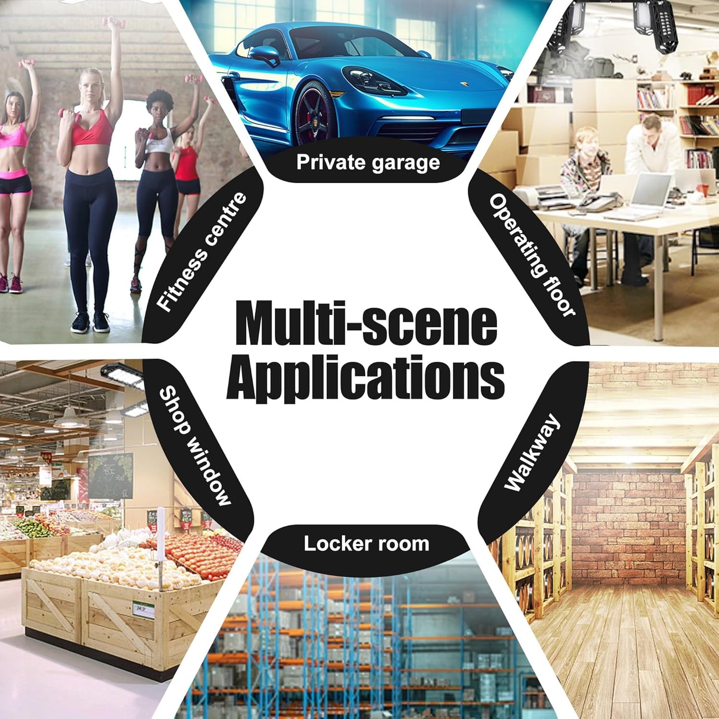 LED Garage Light,Super Bright Screw in E26/E27 Ceiling Shop Work Lamp, 300W 30000 Lumen Deformable Basement Bulb Fixture with 14+1 Adjustable Panels, Lighting for Workshop, Attic