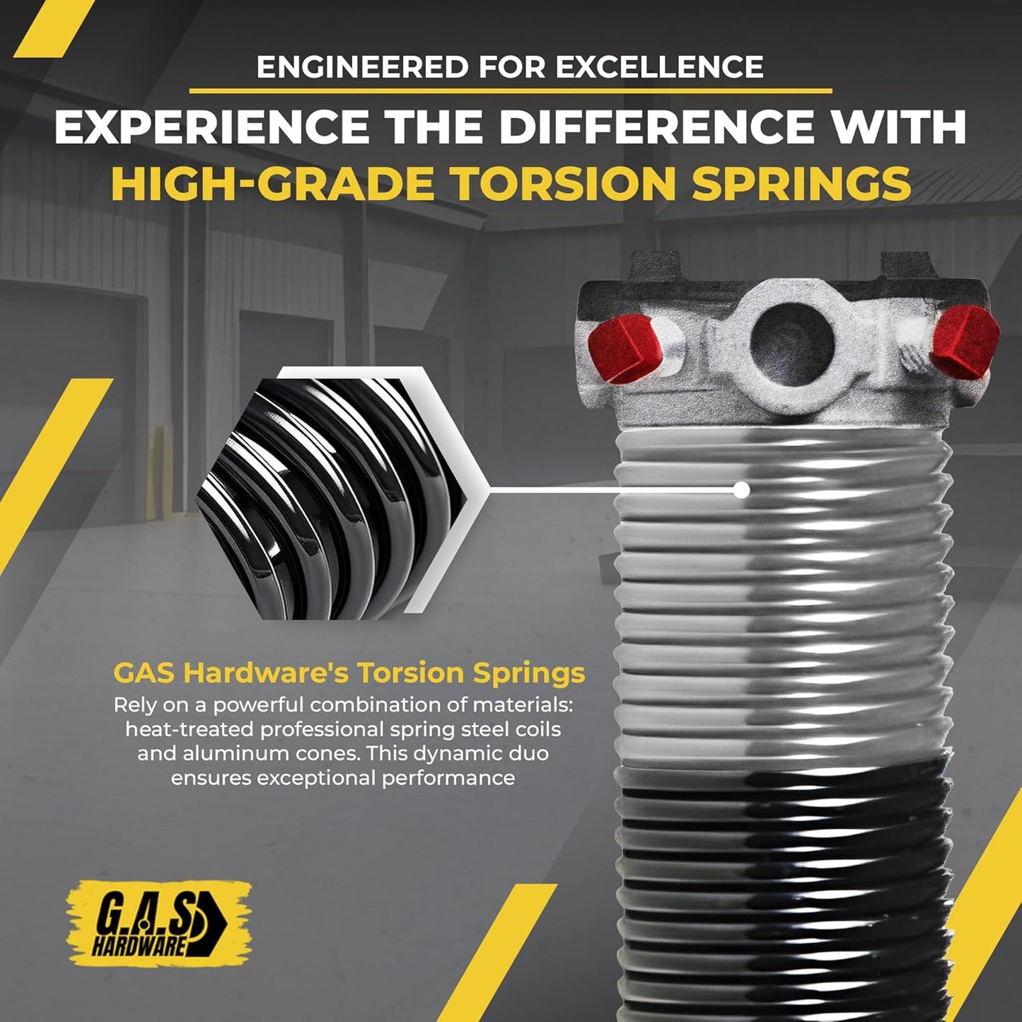 Garage Door Torsion Spring 218x1.75x26 Includes 1” Steel Bearing, Gloves, Manual, and Winding Bars for Right Side of Garage Door Precision E-Coating 5-Year Warranty Min. 30,000 Cycles (Black Cone)