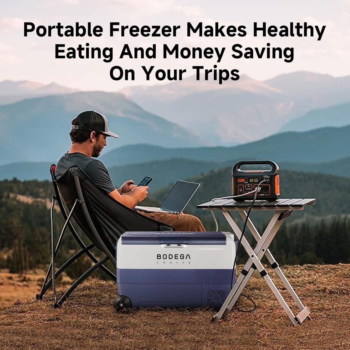 BODEGACOOLER 12 Volt Portable Refrigerator,53 Quart Car Fridge Dual Zone -4℉-68℉,50L Car Freezer APP Control,Electric Compressor Cooler 12/24V DC and 100-240V AC for RV,Camping,Travel,Truck,Vehicles