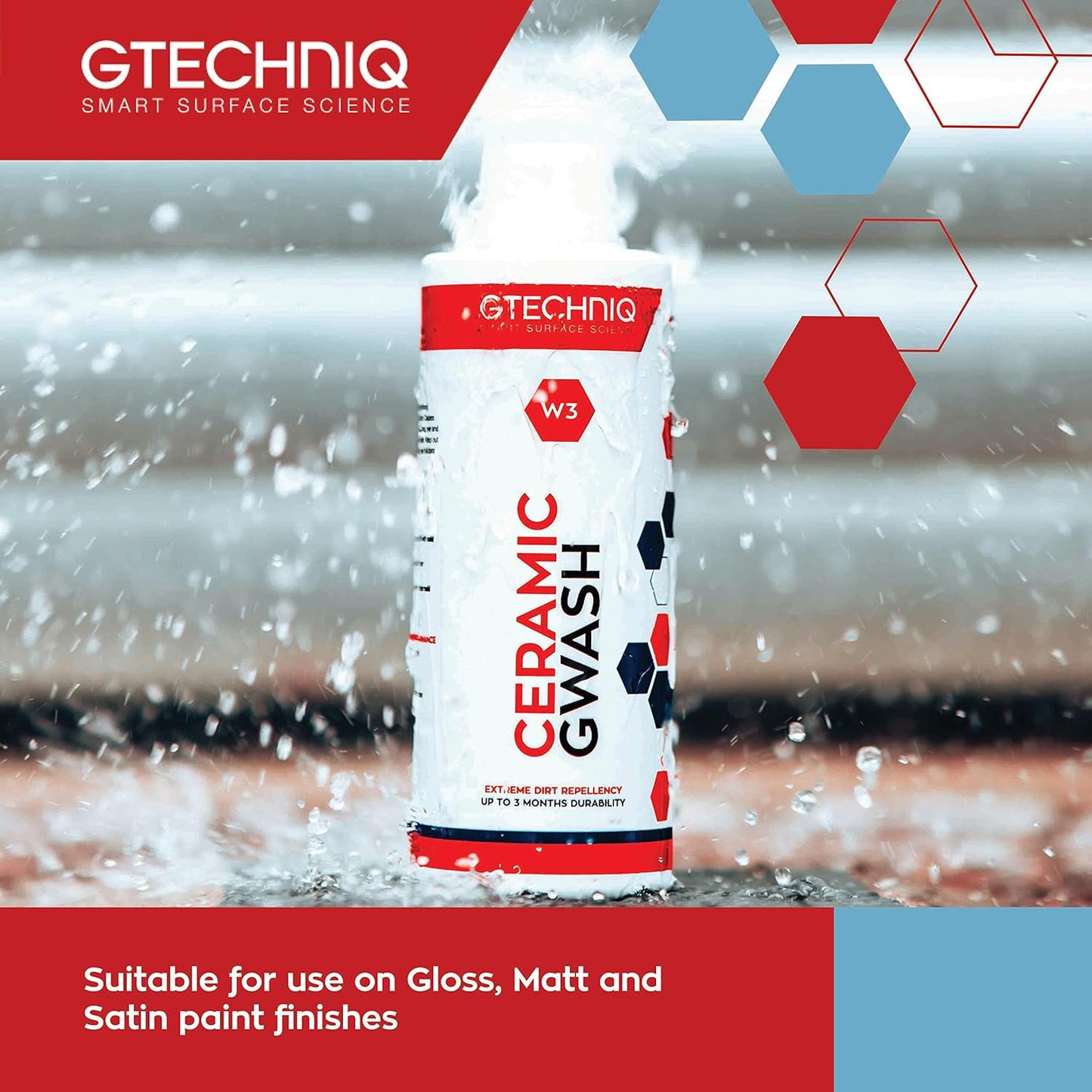 Gtechniq Car Shampoo. 2-in-1 Ceramic GWash and Hydrophobic Coating for Car Cleaning. Cleans and Repels Dirt, Car Cleaner for Up to 3 Months Protection, Super Concentrated - 1L