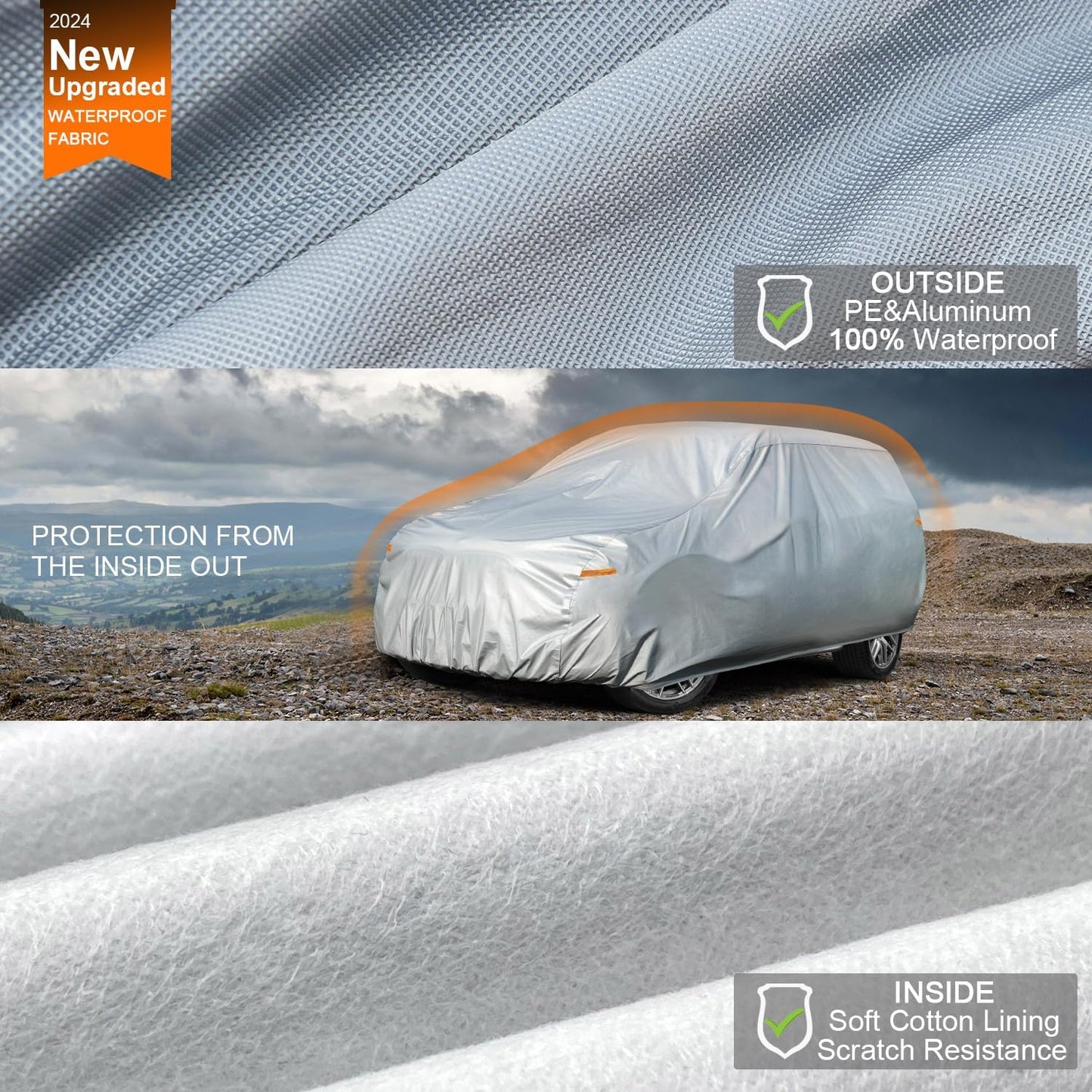 Kayme Large SUV Car Cover Waterproof All Weather, Outdoor Full Size SUV Cover Rain Sun UV Protection, Universal Fit Chevrolet Chevy Suburban, GMC Yukon XL, Ford Expedition Max (215-230 inch)