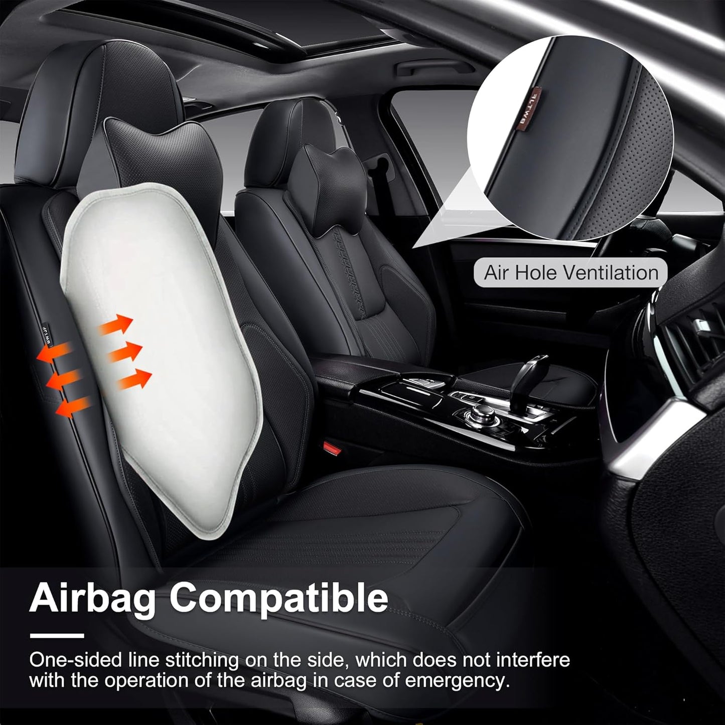 Front Seat Covers, 2 Pieces Universal Seat Covers for Cars, Waterproof Leather Auto Seat Protectors with Head Pillow, Car Seat Cushions Fit for Most Sedans SUV Pick-up Truck, Black