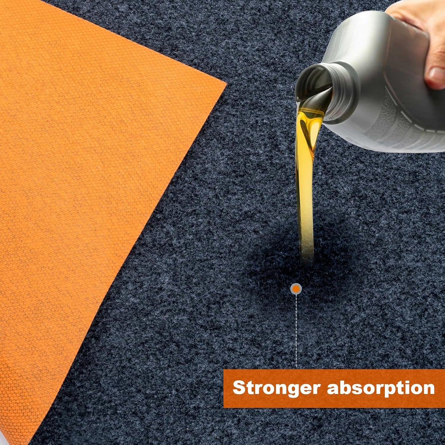 64 X 32 Inch Heavy Duty Oil Spill Mat, 6.5mm Thickened Garage Floor Mat for Under Car, 1/4" Waterproof Rubber Backing Absorbs Oil Quickly, Washable, Reusable, Durable, Non-Slip