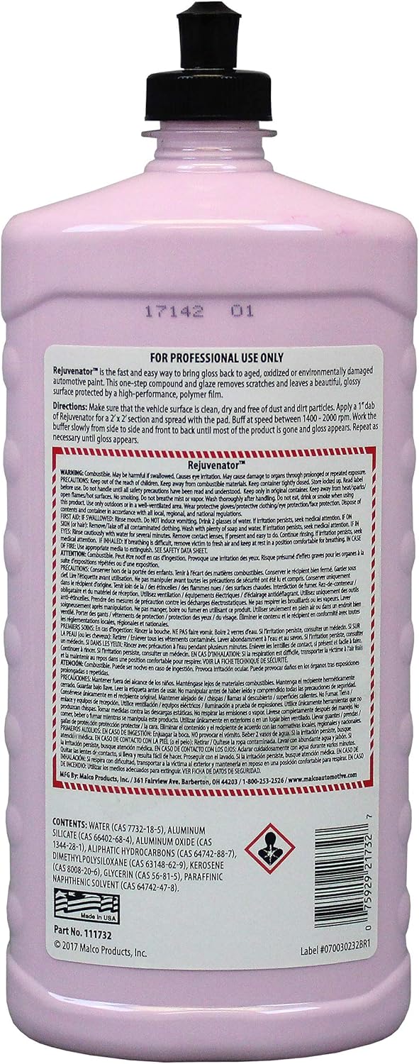 Malco Paint Rejuvenator - One Step Automotive Paint Restoration/Clear Coat Scratch and Swirl Remover/Re-Shine Old, Aged Paint to Look New / 32 Fl Oz (111732)