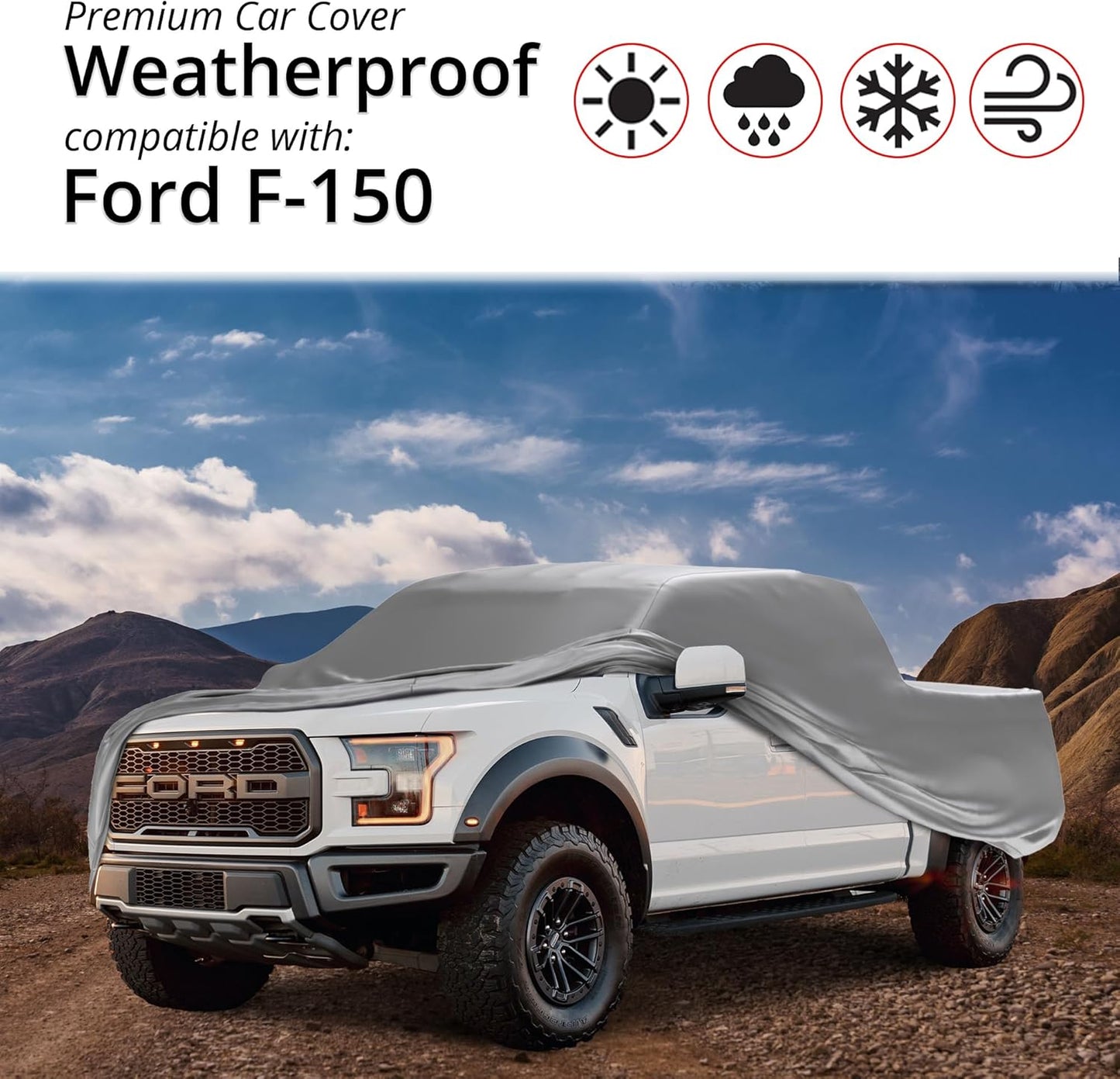 Car Covers Weatherproof Max Truck Cover & Warranty Compatible with Ford 1984-1998 F-150 Regular Cab, 6.5 with Camper Shell– Outdoor Cover, Prevents Theft with Cable Lock