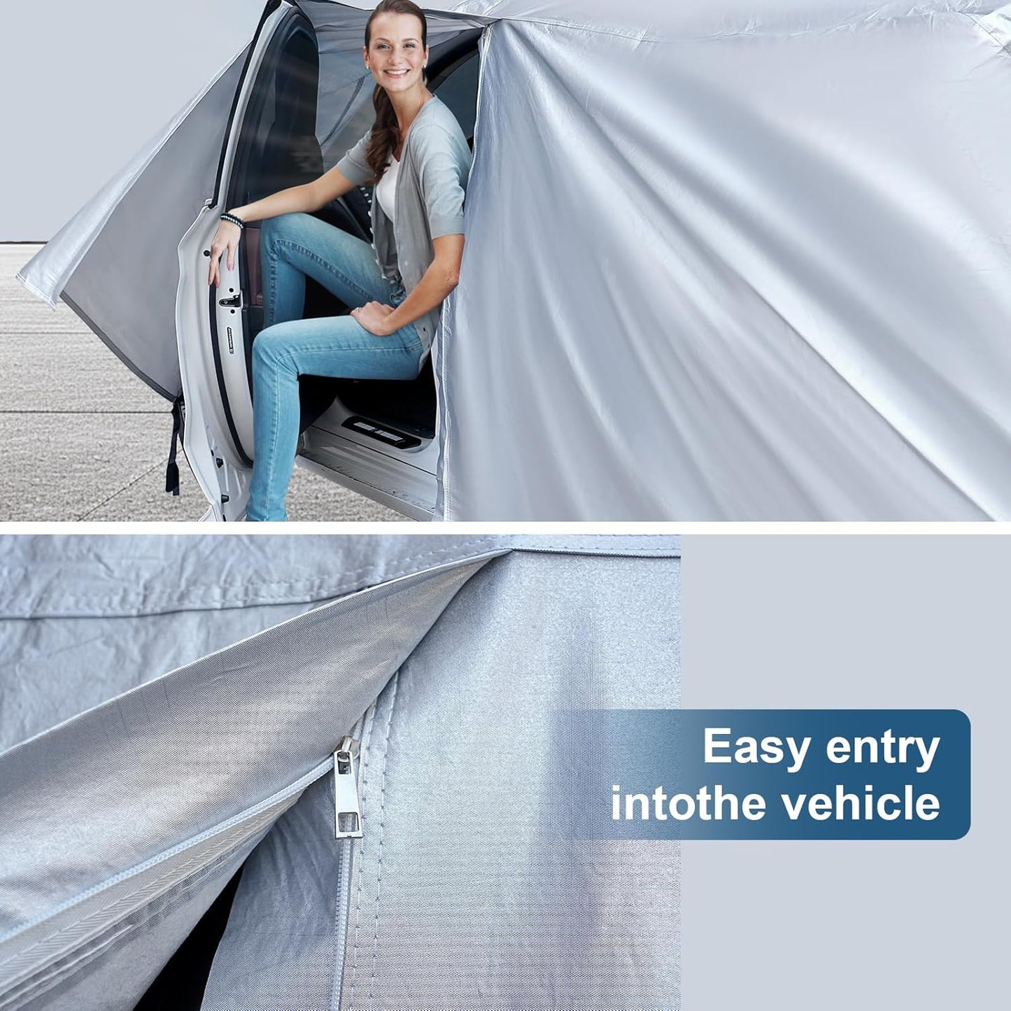AUQDD 6-Layers Premium MPV Car Cover Waterproof All Weather Weatherproof UV Sun Protection Snow Dust Storm Resistant Outdoor Exterior Custom Form-Fit Full Padded Car Cover with Straps 180"-198" K16
