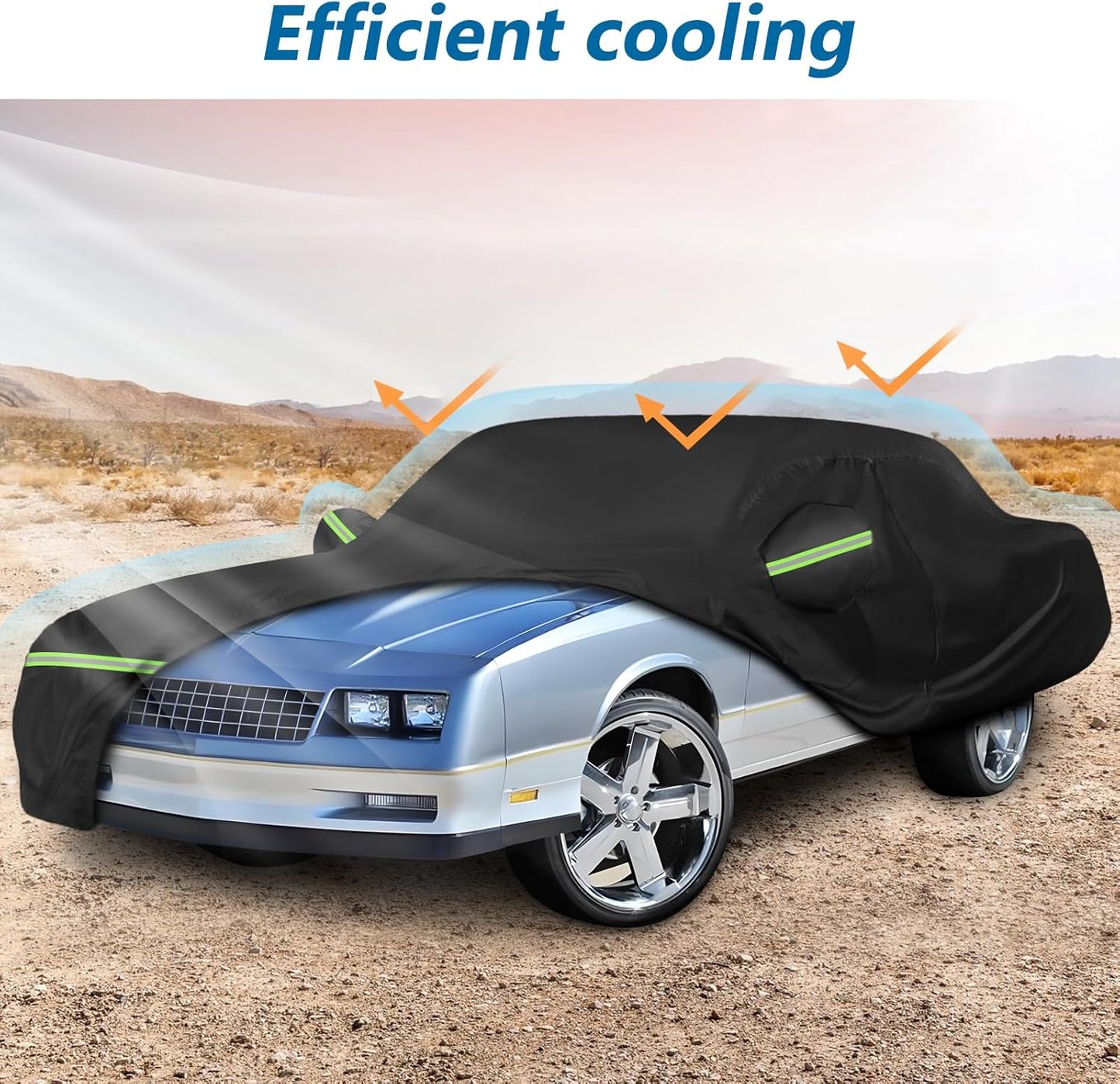 Waterproof Car Covers for Chevy Monte Carlo 1970-1988, 420D Oxford Cloth Sun Heat Protection Outdoor Full Covers with Driver Side Zipper Windproof Heavy Duty All Weather for 1970-1988 Monte Carlo