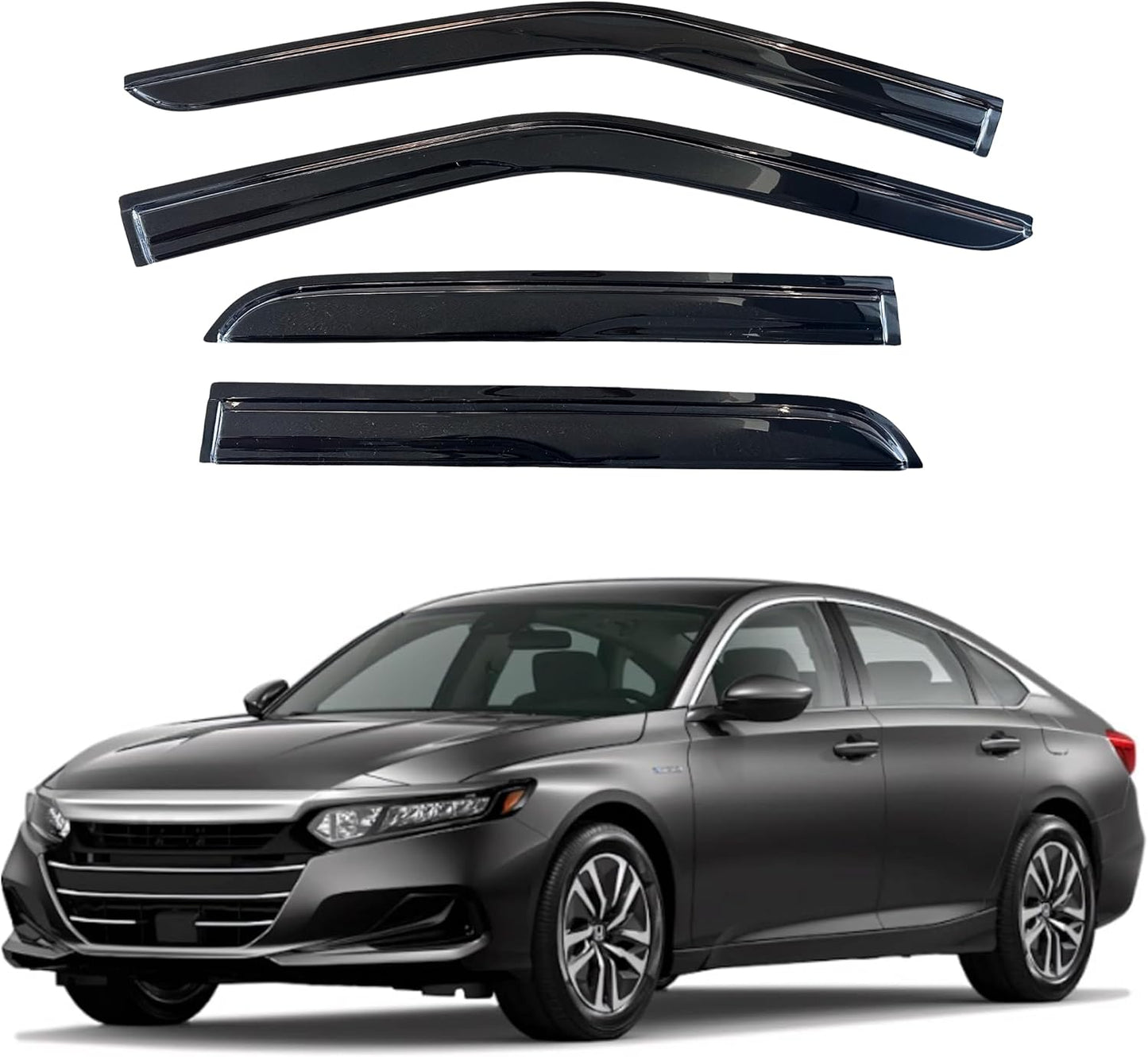 KPY Window Visor Compatible with Honda Accord Sedan 2018-2023, 4PC Rain Guard Side Window Vent Deflectors Tape-On Mugen Style, 2018 2019 2020 2021 2022 2023
