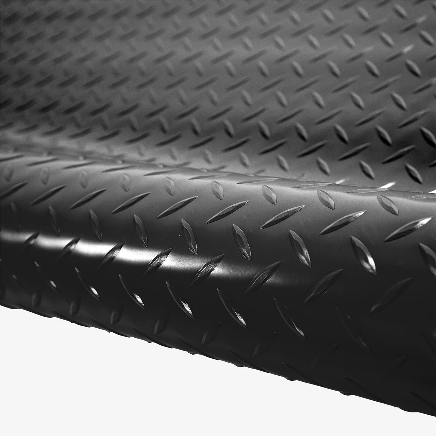 IncStores 2.5mm Thick Commercial-Grade Nitro Roll Garage Floor Mat | Flexible Vinyl Floor Mat for a Stronger and Safer Garage, Workshop, or Trailer | Diamond-Plate, Midnight Black, 10' x 25'