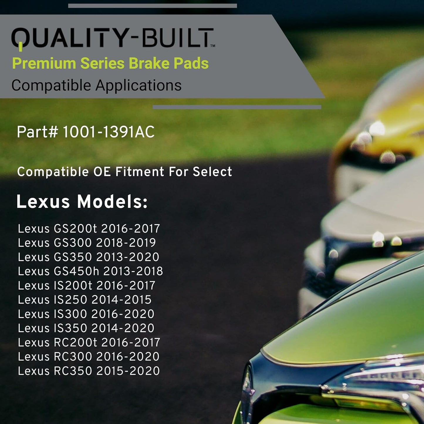 Premium Ceramic Rear Brake Pads (1001-1391AC) Compatible with 2013-2020 Lexus (GS200t/GS300/GS350/GS450h/IS200t/IS250/IS300/IS350/RC200t/RC300/RC350)