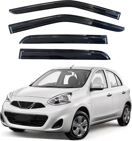 KPY Window Visor Compatible with Nissan March 2010-2017, Nissan Micra K13 2010-2017, 4PC Rain Guard Side Window Vent Deflectors Tape-On Mugen Style, 2010 2011 2012 2013 2014 2015 2016 2017