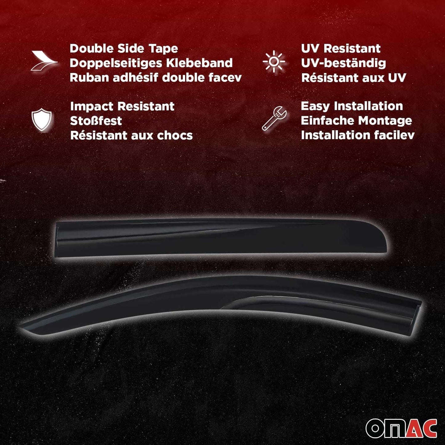 OMAC Window Visor Vent Rain Guard Deflector for Mercedes Metris 2016-2024 Smoke 2X