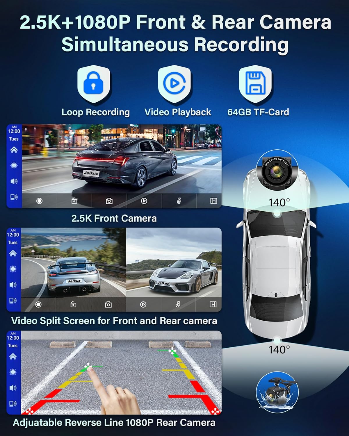 2025 Exclusive 11.26'' Portable Wireless Apple CarPlay Screen for Car & Android Auto Car Stereo, 2.5K Dash Cam 1080P Backup Camera car Audio Receivers/GPS Navigation/Voice Control for All Vehicles