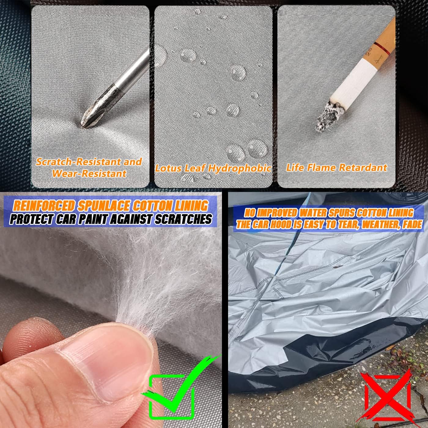 Breathable New Material, Waterproof Car Cover, Locks and Zipper Doors, Sunscreen Waterproof UV Prevention Snowproof Wind and Windproof,Suitable for Indoor Outdoor,for SUV (205"-216") C14