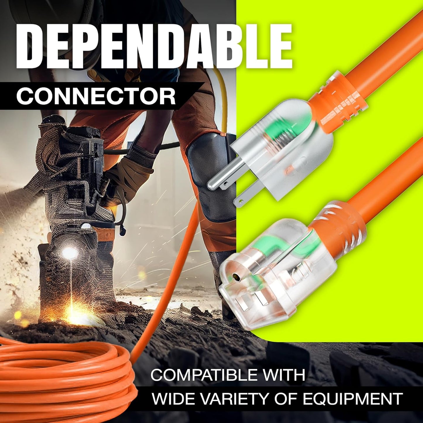 100ft Outdoor/Indoor Extension Cord 12/3 Gauge Extra Heavy Duty 3 Prong SJTW, Waterproof, Flexible Cold-Resistant Long Power Cord,15A 125V 1875W, Orange by LifeSupplyUSA