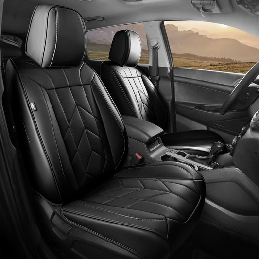 Black Car Seat Covers Full Set - Waterproof Leather Car Seat Protector Universal Fit Escape Fusion Edge Expedition Ranger