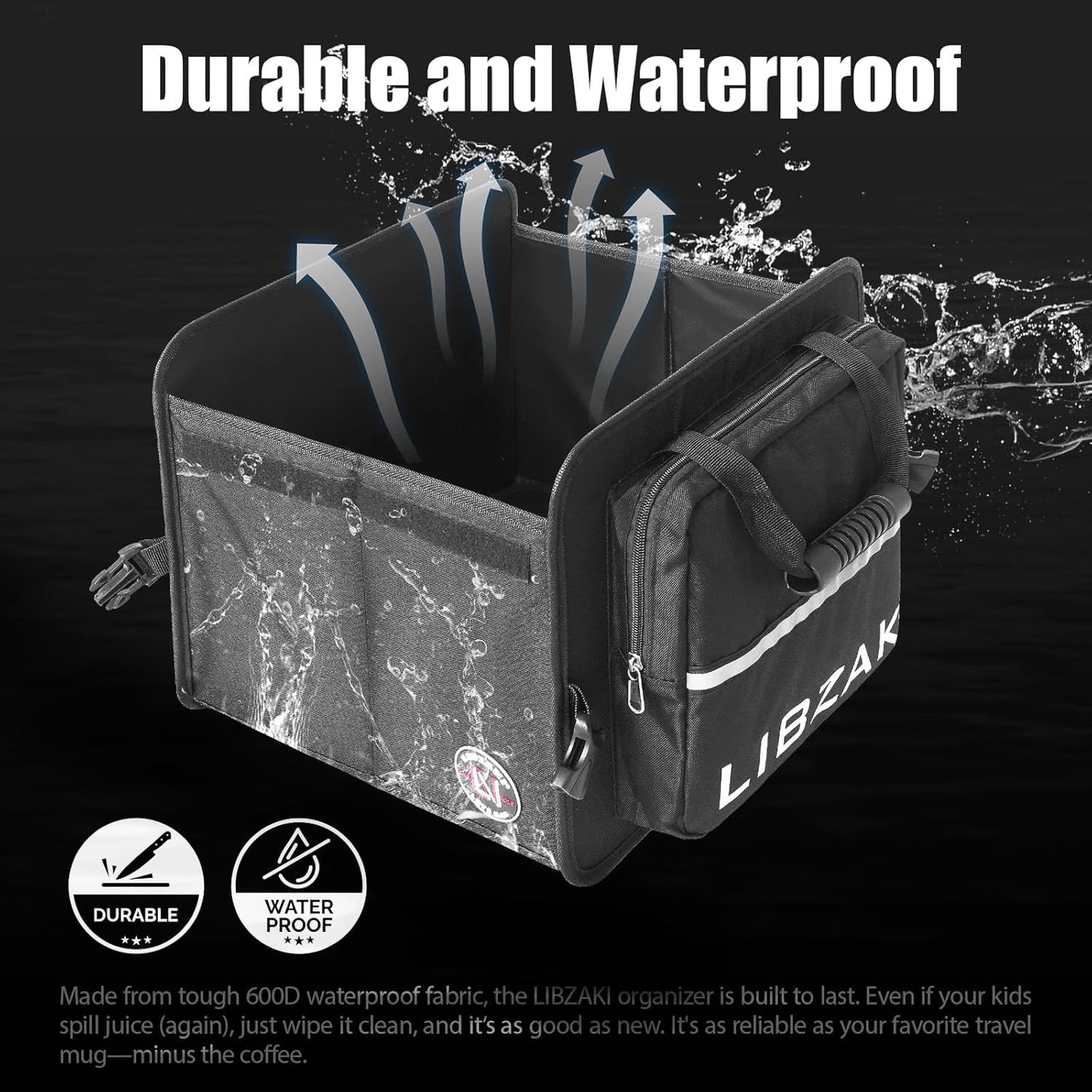 LIBZAKI Car Trunk Storage Organizer, Collapsible Trunk Storage Box for Car Truck SUV-Black