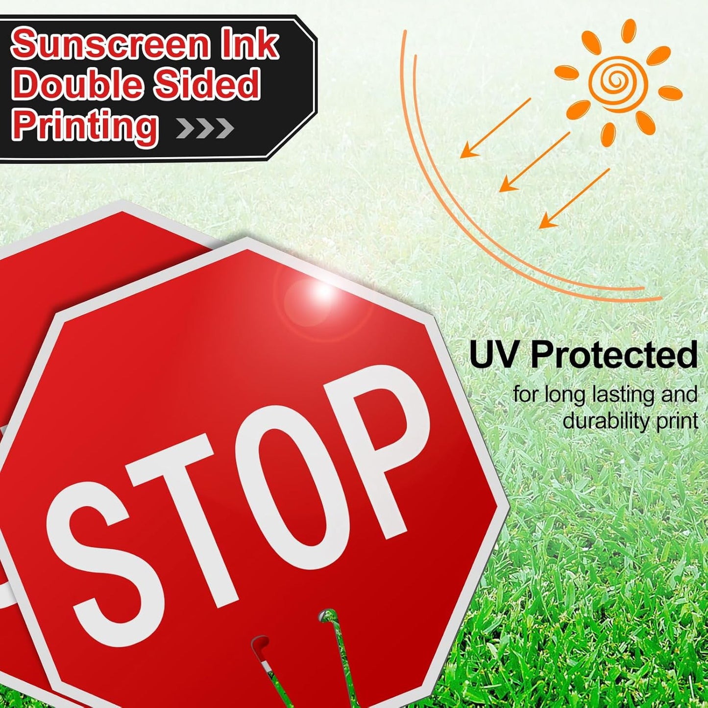 Geetery 6 Pcs Stop Signs 12 x 12 Inches PVC Traffic Cones Top Warning Signs Double Sided for Street Road Barricade Outdoor Weather Resistant Construction