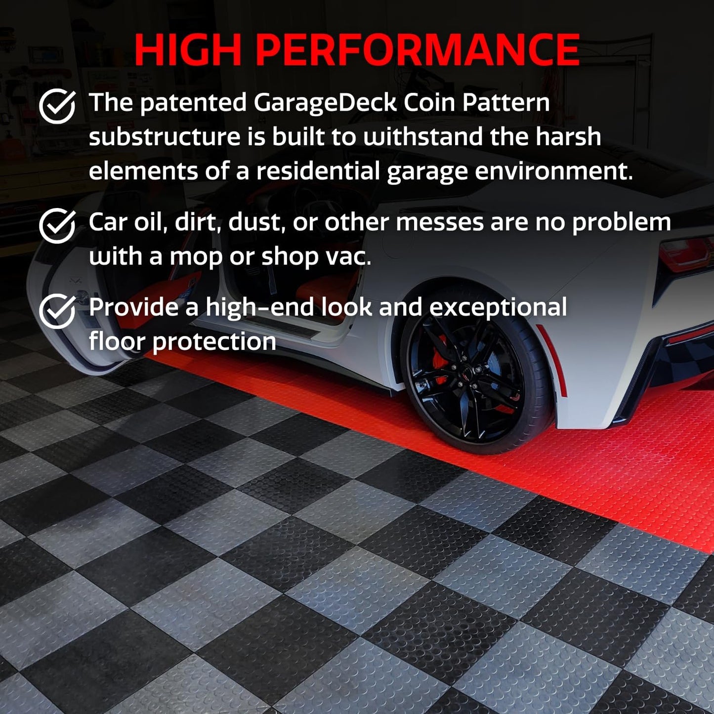 Big Floors GarageDeck Coin Pattern, Durable Copolymer Interlocking Modular Non-Slip Garage Flooring Tile (Beige, 48 Pack of 12 x 12" Tiles)