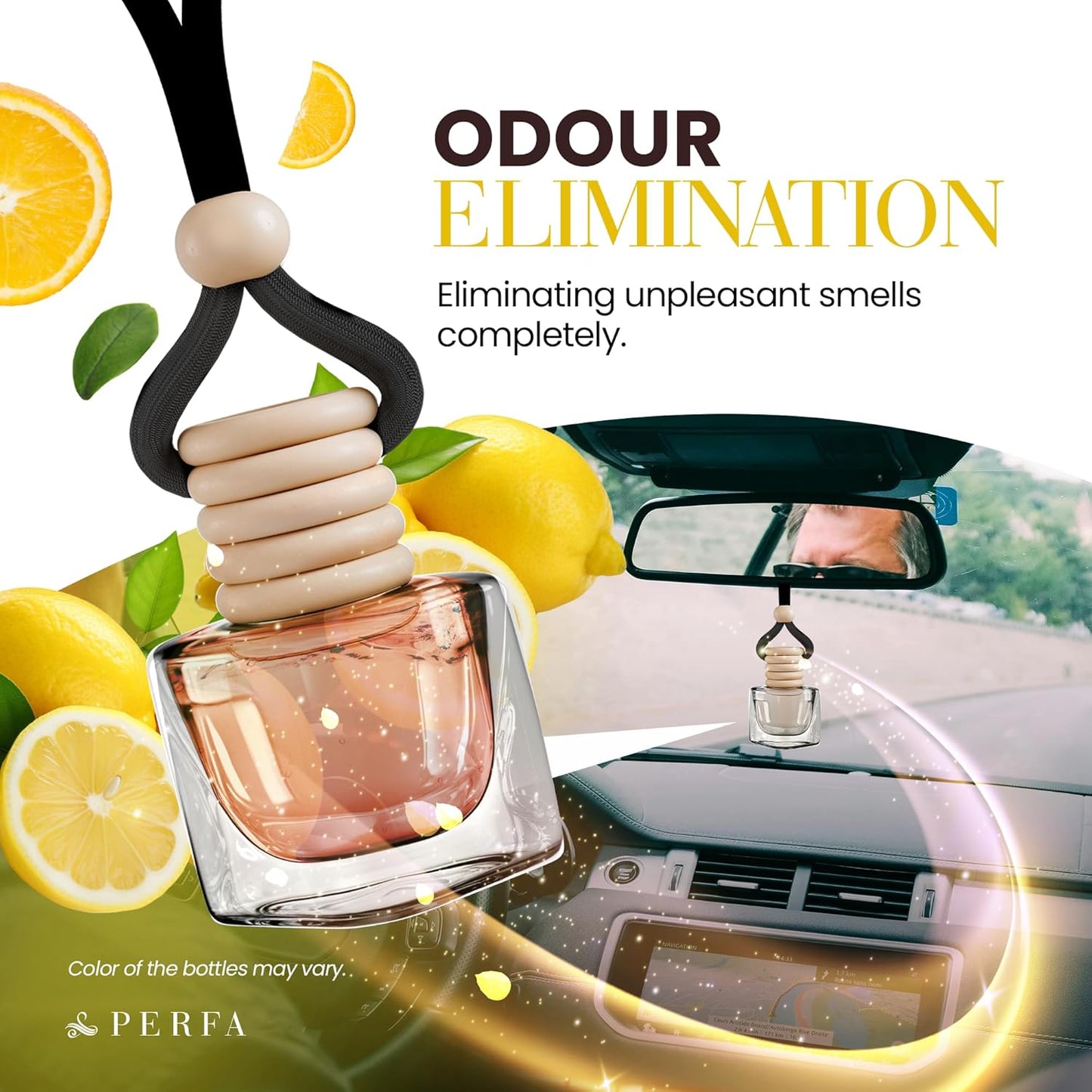Car Air Fresheners - Citrus Zest Car Air Fresheners for Men | Pack of 2 Long Lasting Car Air Freshener | Odor Eliminator Car Perfume Diffuser with Essential Oils | Car Air Freshener Vent Clip by Perfa