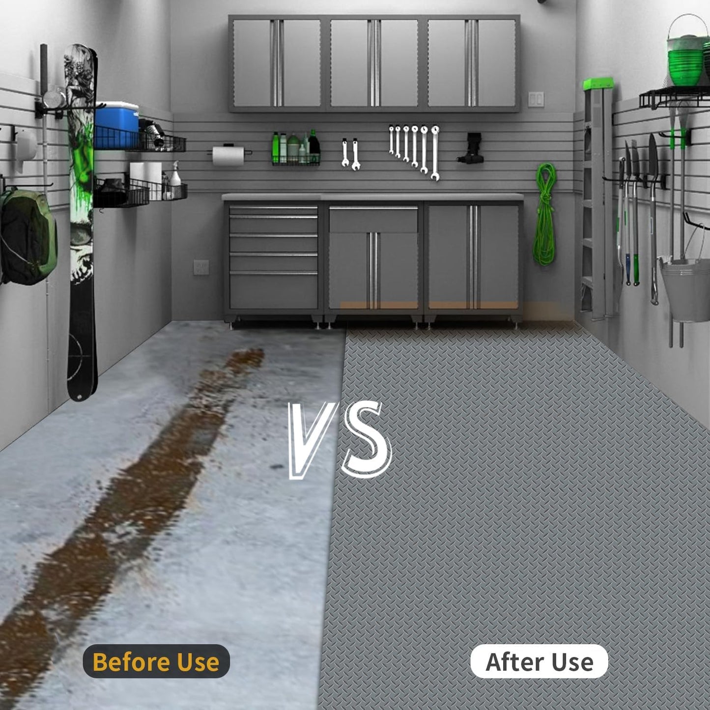 Premium Garage Floor Mat, Commercial Grade Heavy Duty Parking Mat for Garage Floor, Golf Cart Parking, Water/Stain Resistant Floor Runner (Grey Diamond, 4 x 13 Feet)