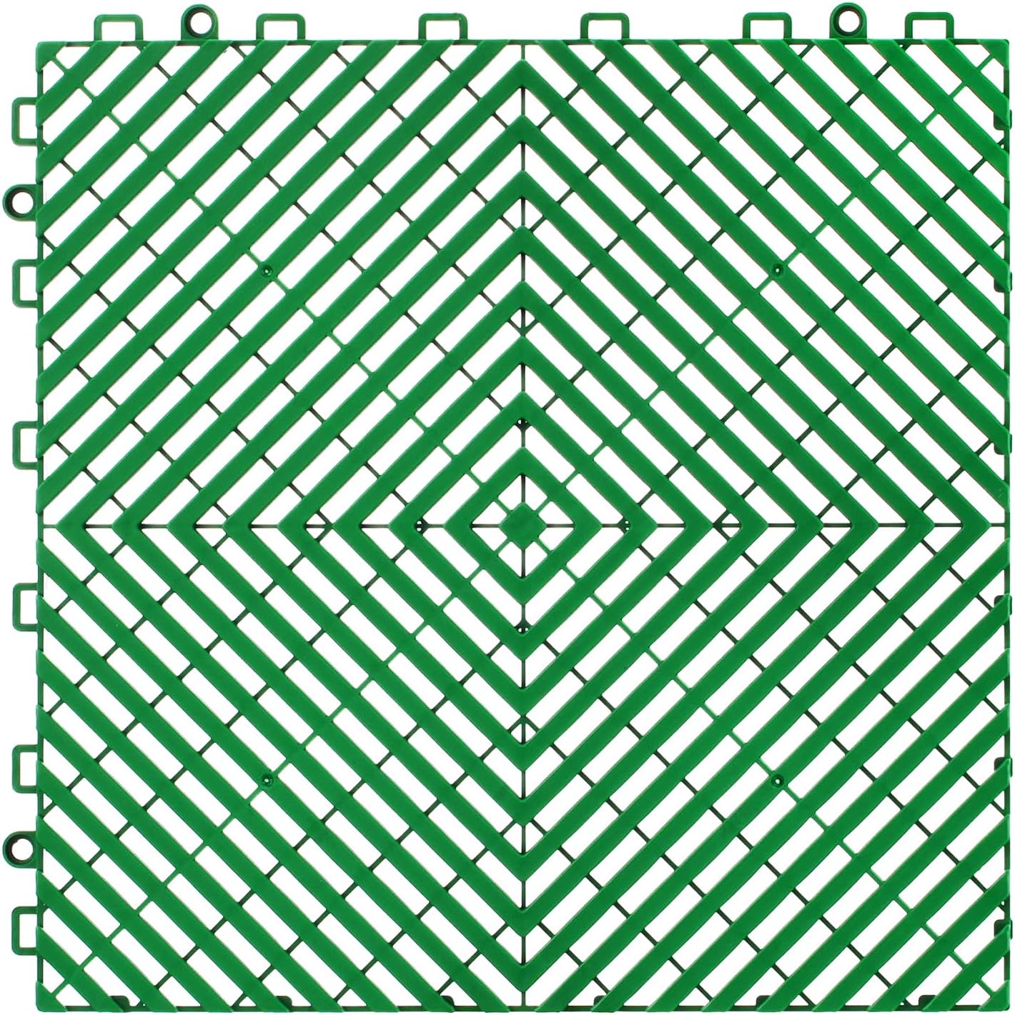 VEVOR Interlocking Drainage Mat, 50 Pcs Modular Interlocking Cushion, 12” x 12” Splicing Drainage Mats, Non-Slip Green PP Drainage Floor Tile and Shower Mat, for Garage, Garden, Kitchen & Outdoor