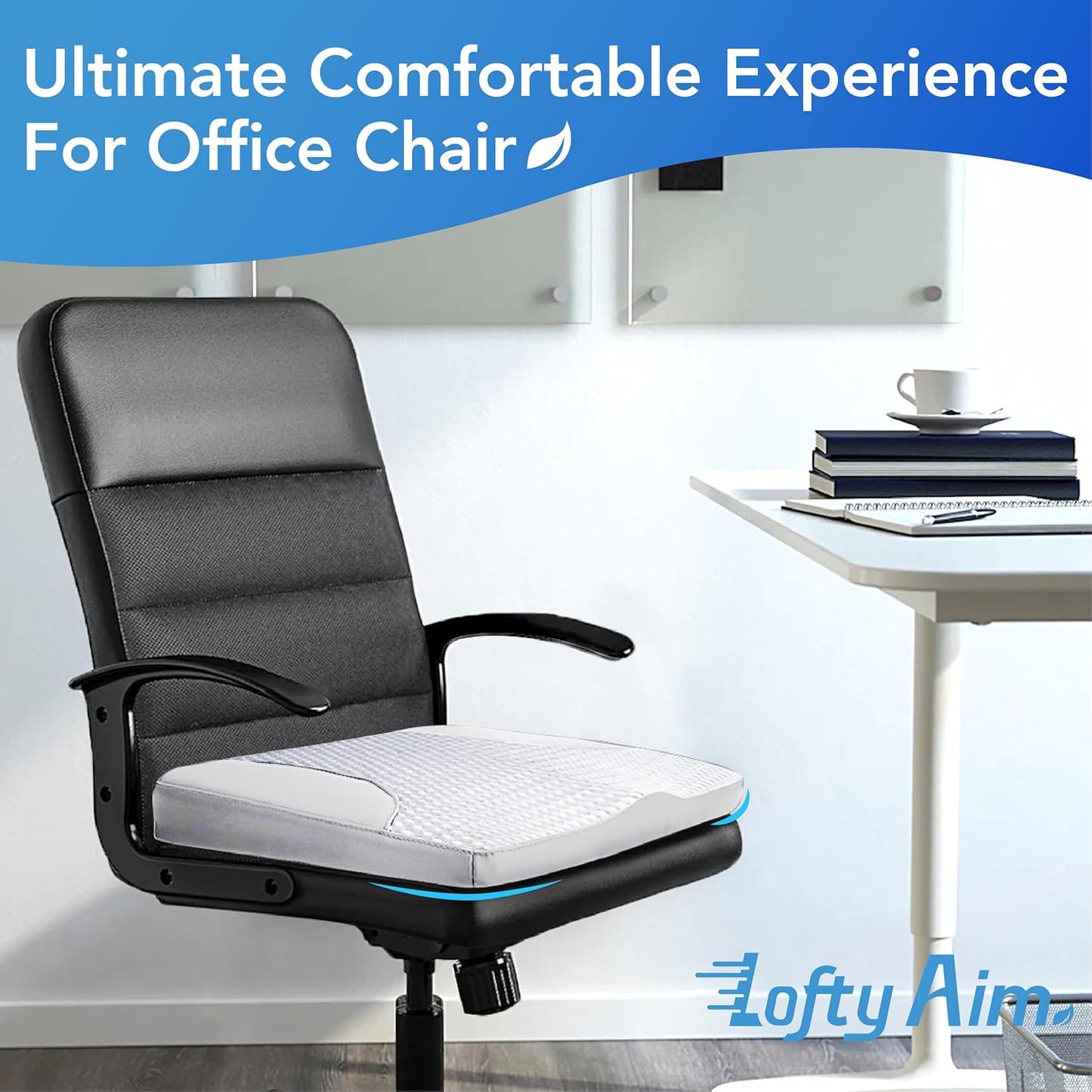 Car Seat Cushion, Comfortable Memory Foam Seat Pillow for Driving, Sciatica-Back Pain Relief, Cushion for Car-Truck, Office, Wheelchair - Gray