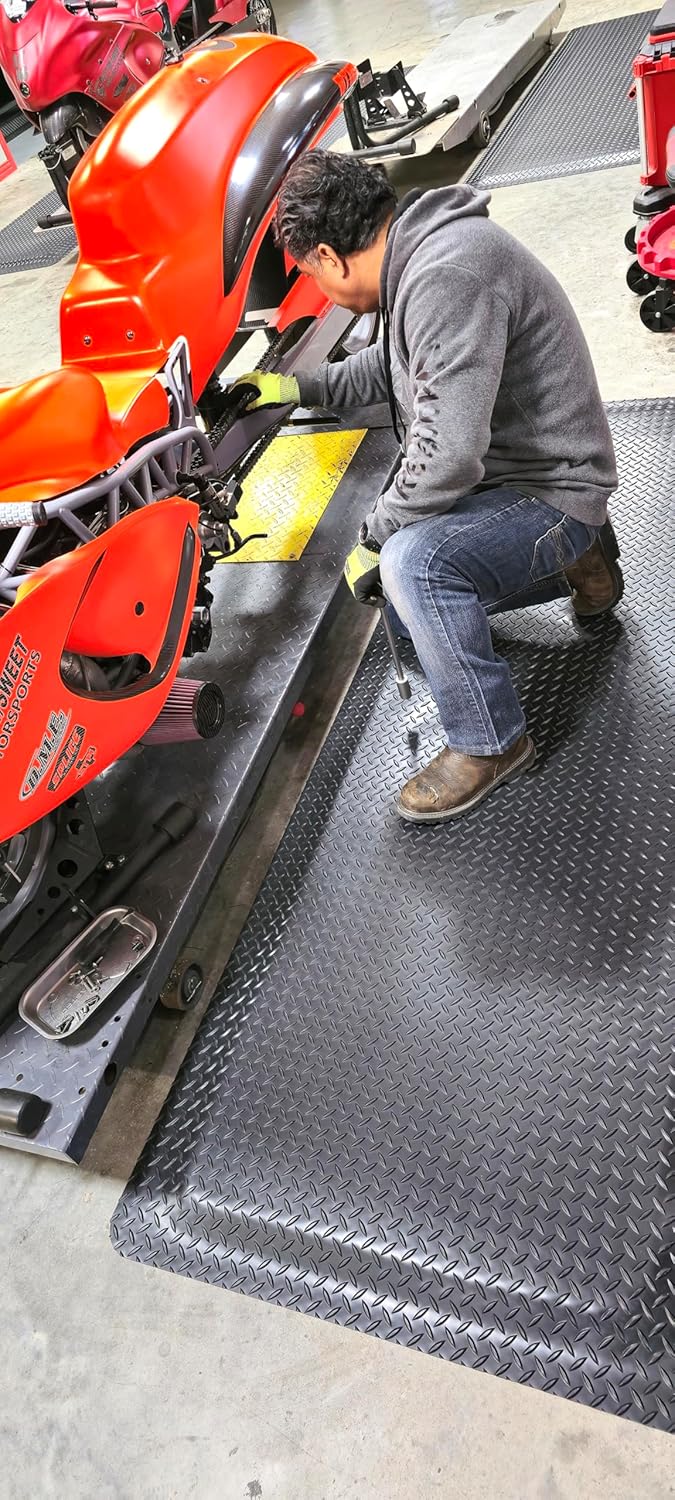 Rhino Mats, American Classic Diamond Anti-Fatigue Mats, Industrial Ergonomic Comfort Standing Mat for Work, Home, Garage, Office, Kitchen or Anywhere (Black 1" Thick, 2 FT. x 10 FT.)