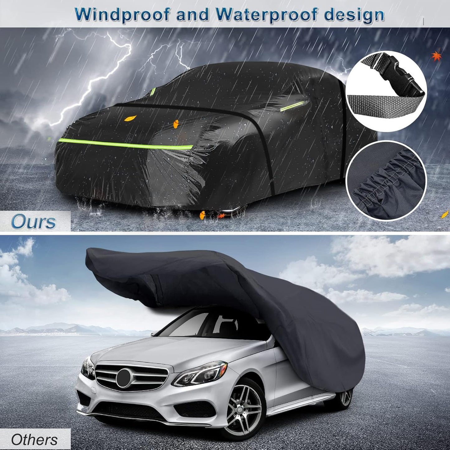 for Mercedes Benz E Car Cover Waterproof All Weather Heavy Duty Protection Outdoor Full Car Covers Windproof with Driver Side Zipper Compatible for Mercedes Benz E-Class 2006-2025 Sedan